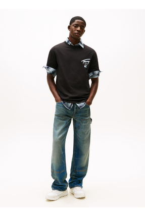 Tommy Jeans Bisiklet Yaka Baskılı Siyah Erkek T-Shirt DM0DM21934BDS TJM REG S...