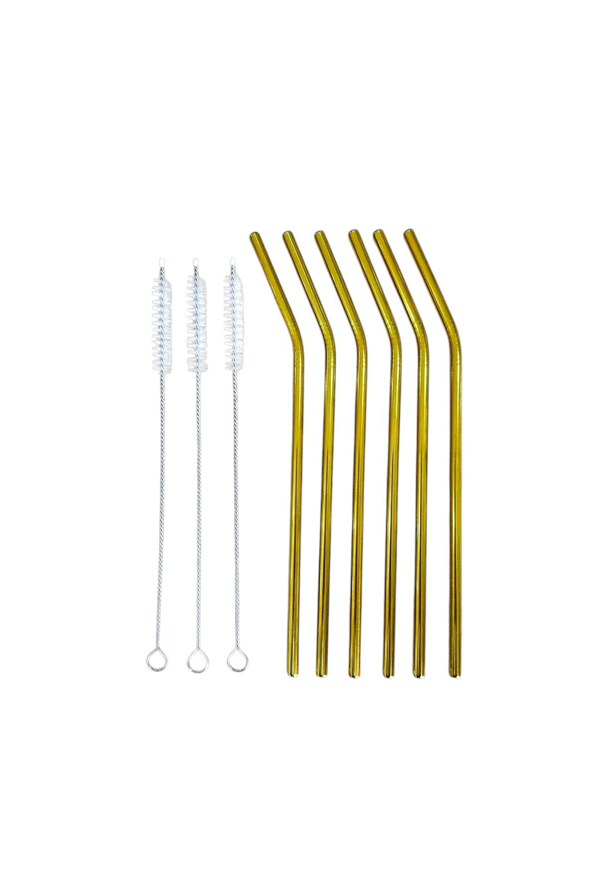 safestore 9 Parça Metal Pipet Paslanmaz Çelik Meşrubat Pipeti Çubuk Pipet Temizleme Fırçası
