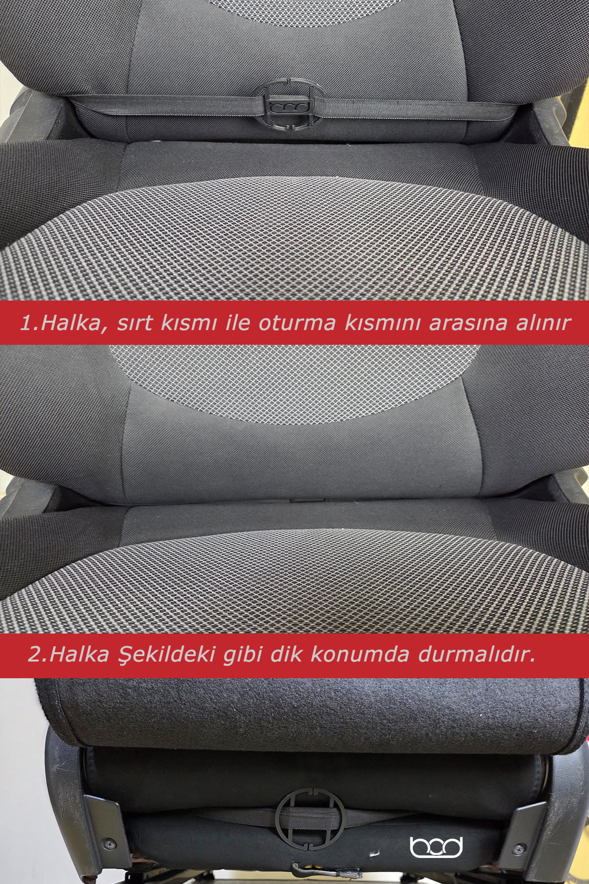 Bod Cunda Oto Koltuk Arkası Koruyucu Eşya Düzenleyici Araç içi Organizer Siyah-Beyaz fotoğrafı 7 (önizleme)