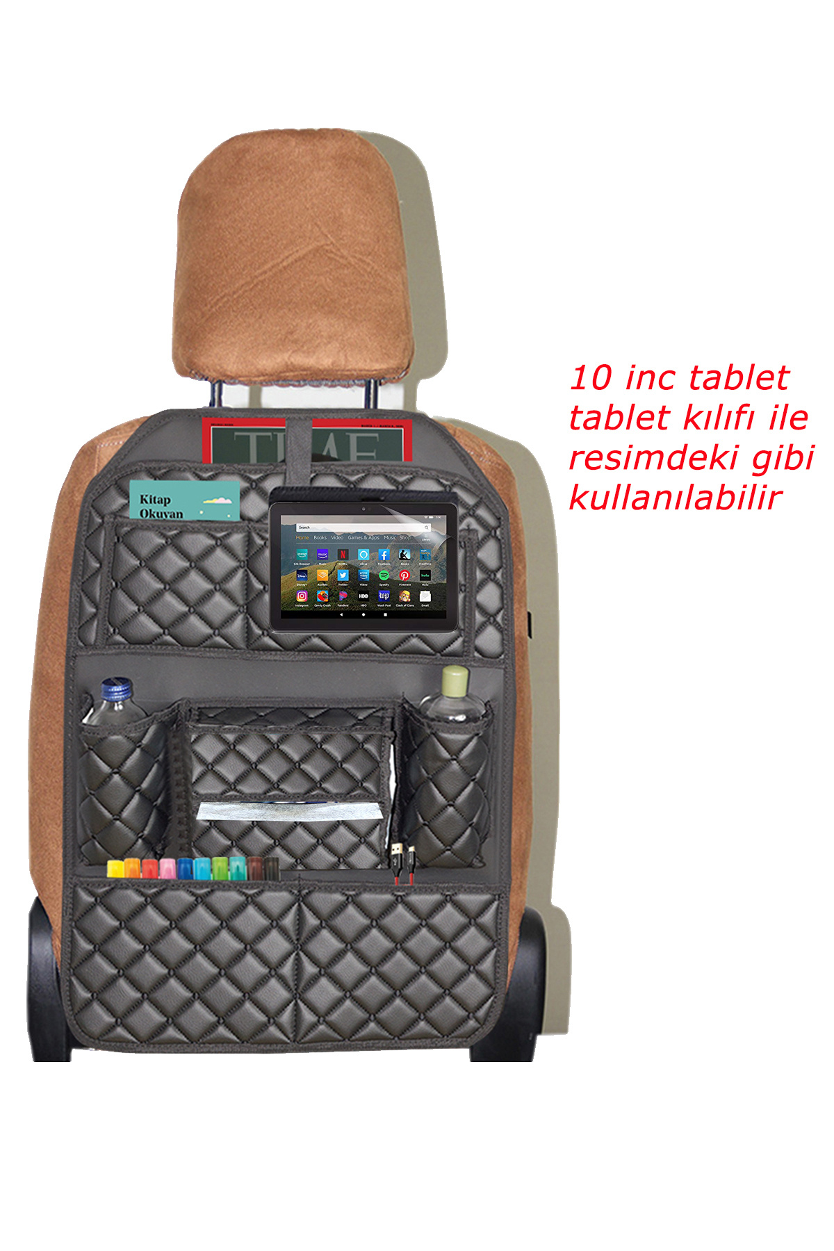 Bod Cunda Oto Koltuk Arkası Koruyucu Eşya Düzenleyici Araç içi Organizer Siyah fotoğrafı 7 (önizleme)