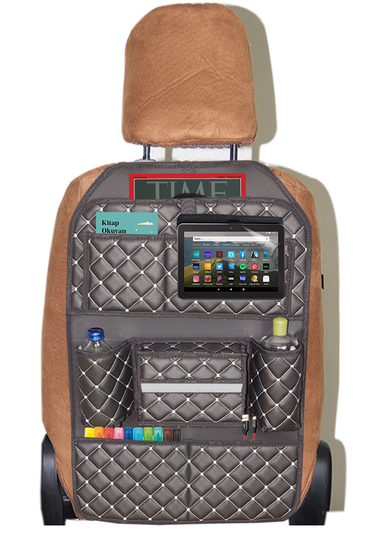 Bod Cunda Oto Koltuk Arkası Koruyucu Eşya Düzenleyici Araç içi Organizer Siyah-Beyaz fotoğrafı 5 (önizleme)