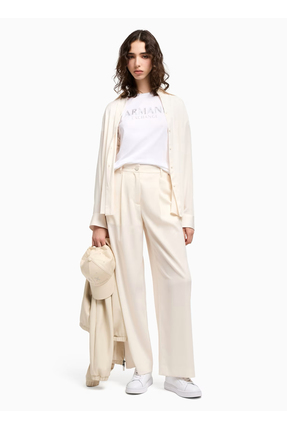 Armani Exchange Bisiklet Yaka Düz Beyaz Kadın T-shirt Xw000387