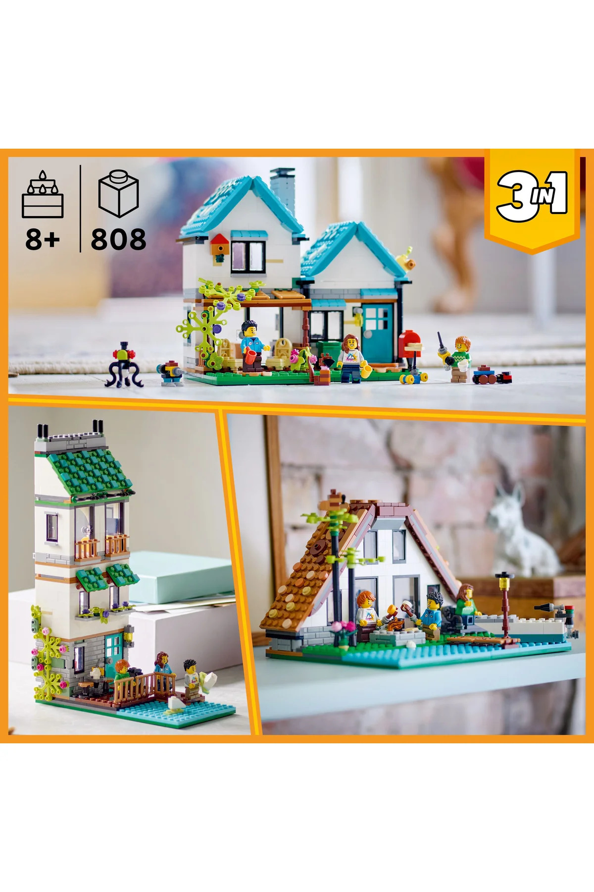 ® Creator Cute House 31139 – مجموعه ساختنی اسباب‌بازی خلاقانه برای کودکان ۸ سال و بالاتر (۸۰۸ قطعه)