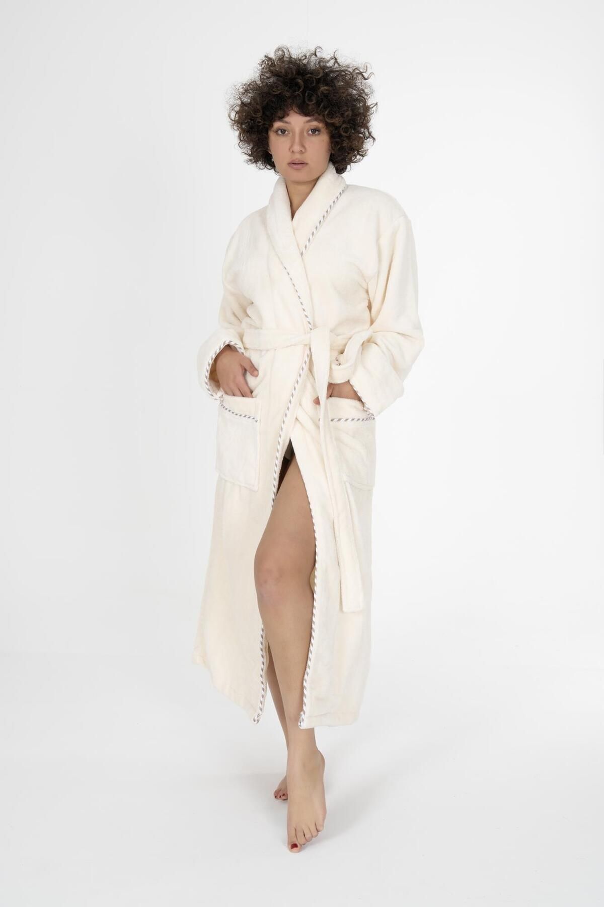 VAROL Biyeli Şal Yaka Bambu Bornoz
