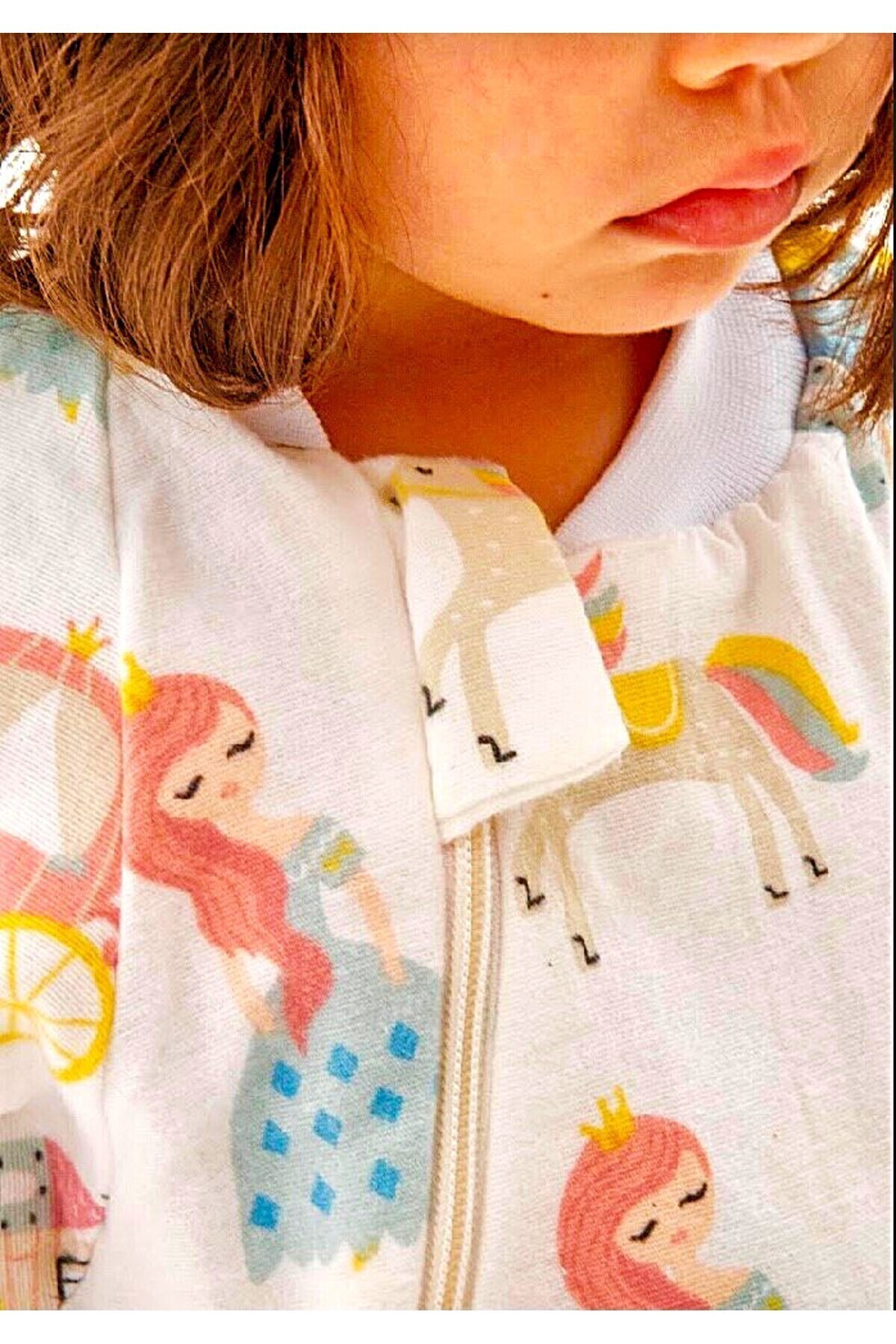 Happystore Elyafsız Organik Kışlık Uzun Kol Çift Kat %100 Pamuk Pazen Prenses Ceylan Cocuk Bebek Uyku Tulumu fotoğrafı 3 (önizleme)