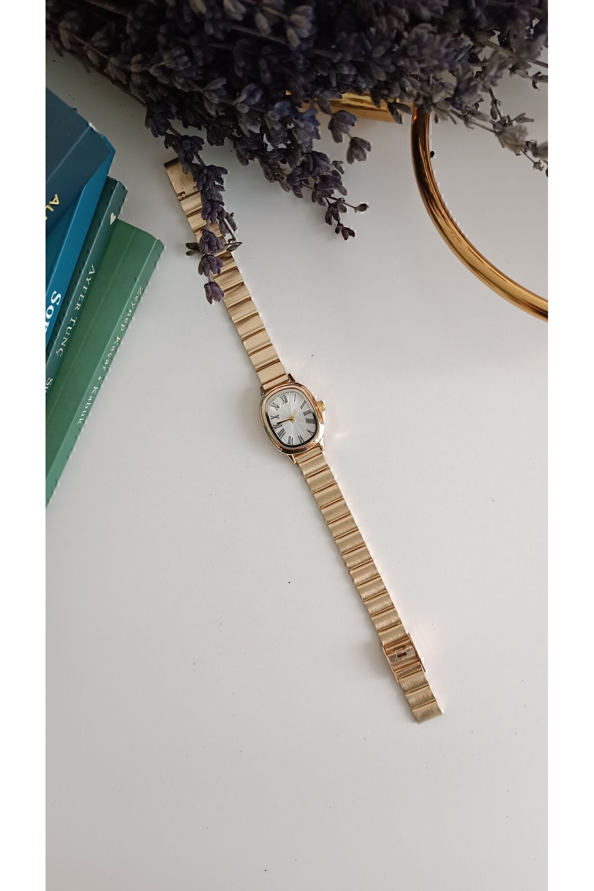 LA BOSS  Vintage Minimal Metal Kordon Oval Gold Kadın Kol Saati bb0014 - Görsel 2