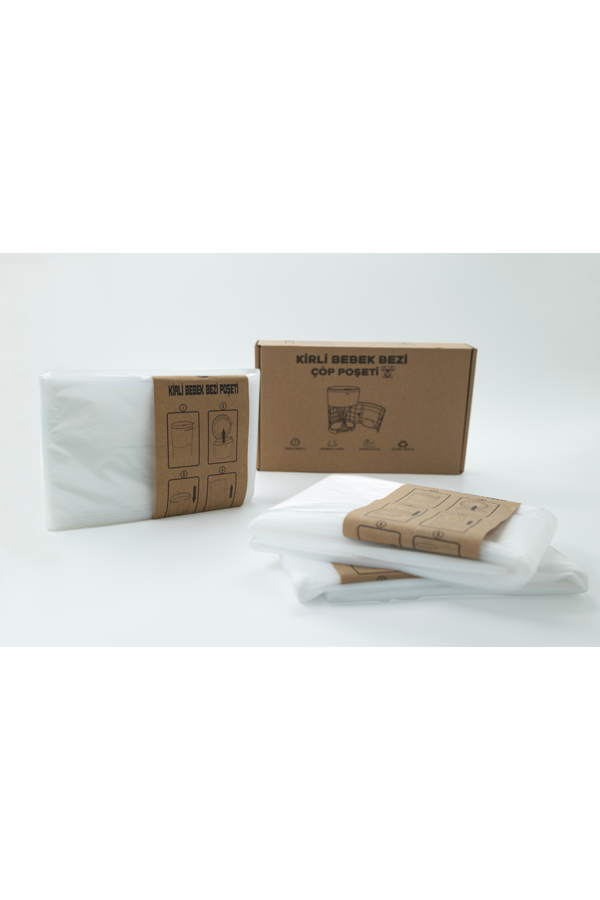 Korbell 16Lt Çöp Kutuları Ile Uyumlu 2250 Bebek Bezi Kapasiteli Beyaz Sabun Kokulu 3 Paket Yerli Çöp Poşeti fotoğrafı 3 (önizleme)