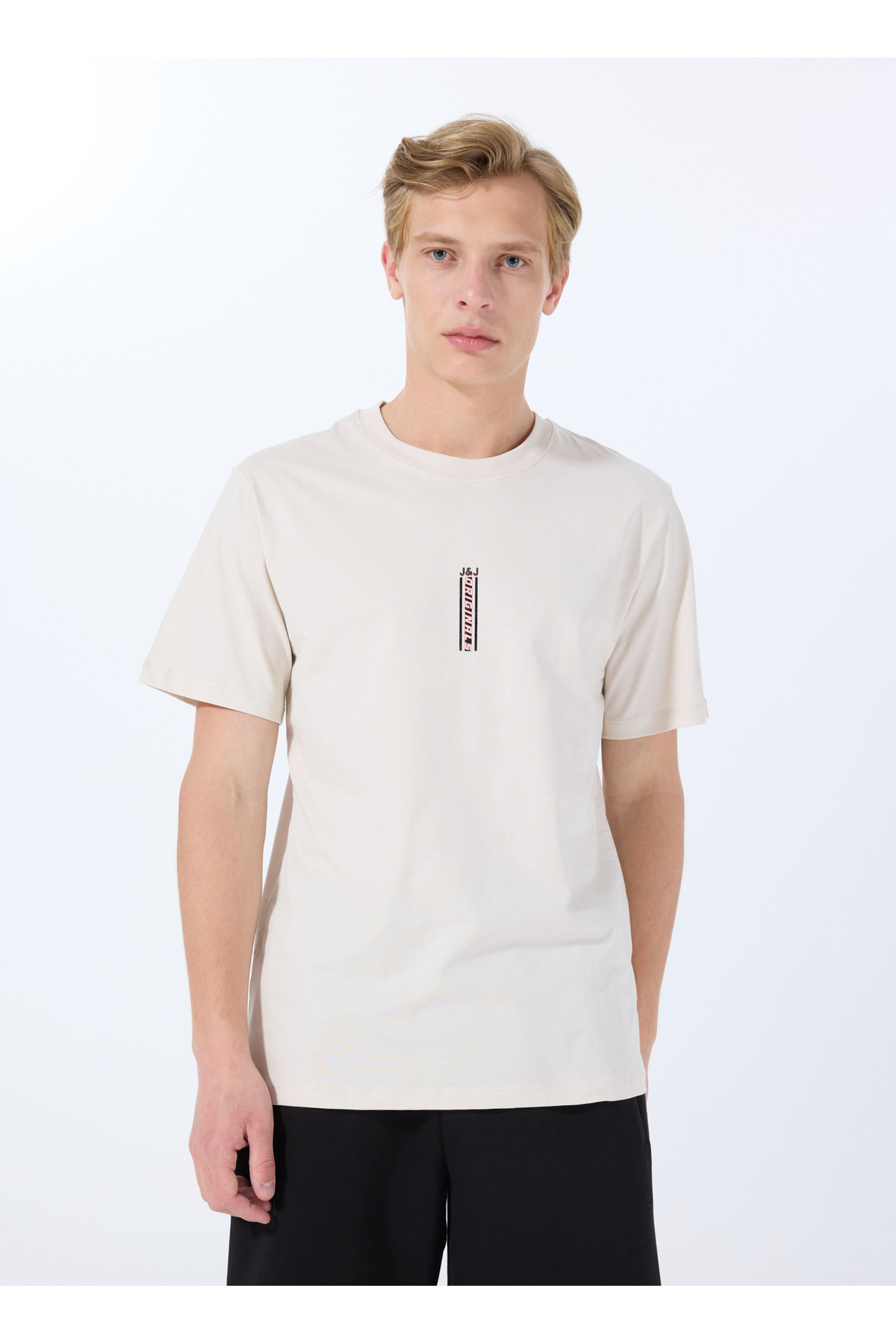 جک اند جونز تی شرت مردانه یقه سنگی 12288527_JCOAIR TEE SS CREW NECK BS