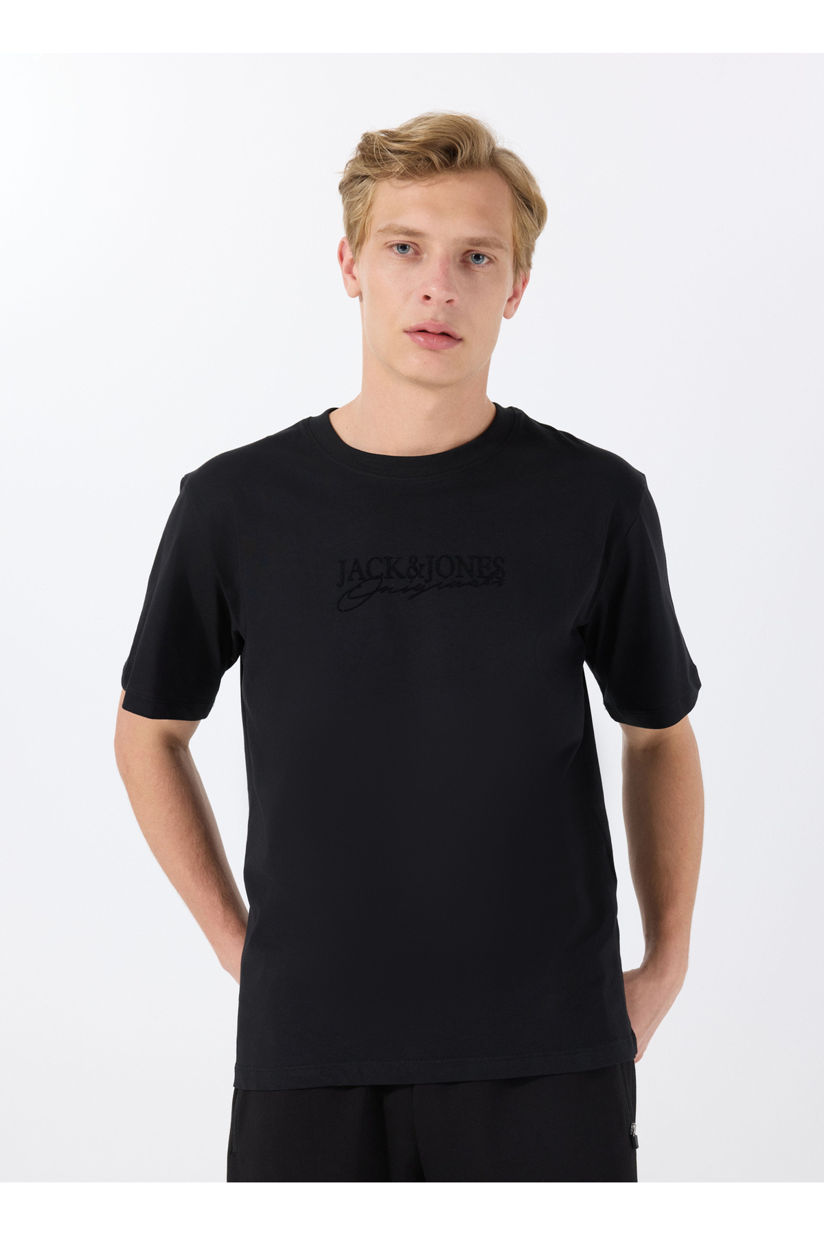 جک اند جونز تی شرت مردانه مشکی یقه گرد 12288567_JORBRAND TEE SS CREW NECK