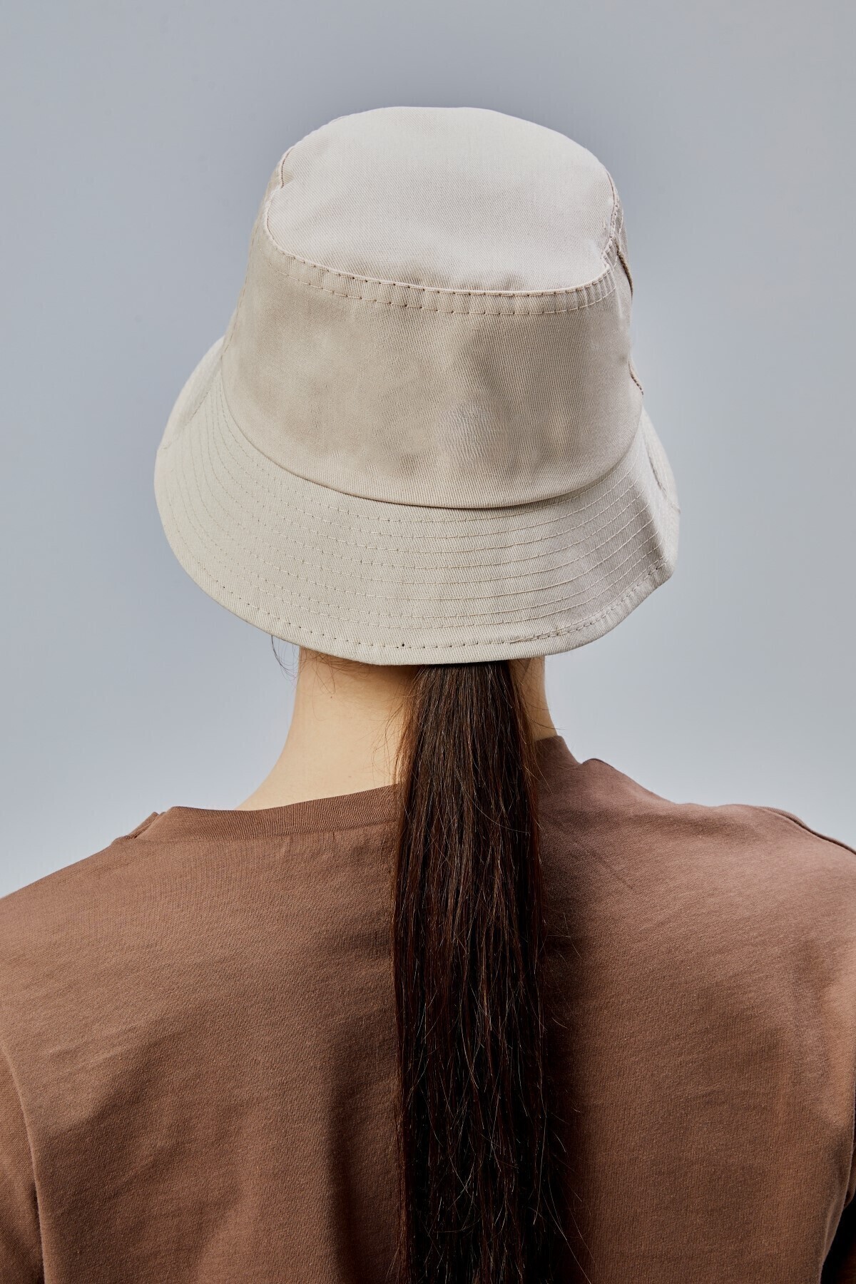derikem Yazlık Kumaş Kova Şapka, Erkek Kadın Düz Balıkçı Bucket Şapka, Unisex Krem görsel 7