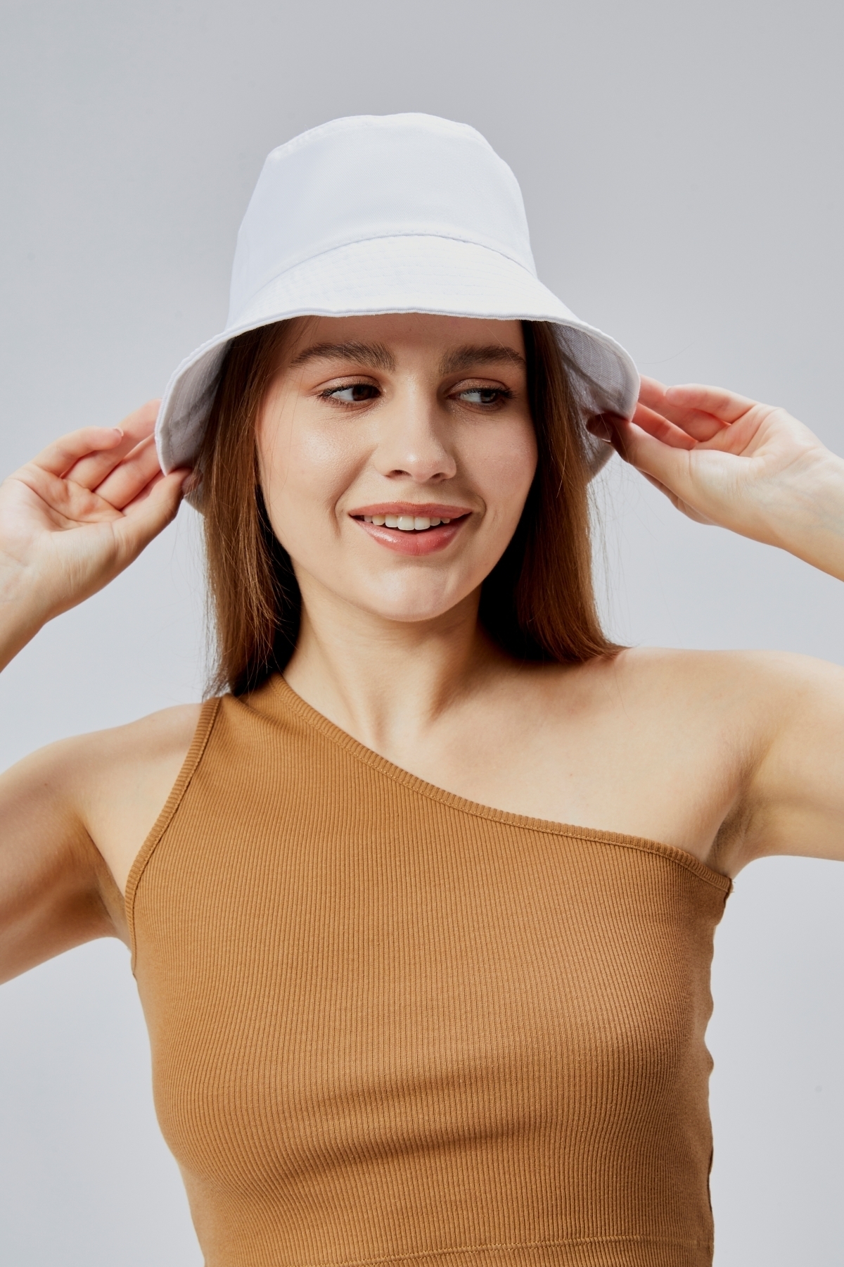 derikem Yazlık Kumaş Kova Şapka, Erkek Kadın Düz Balıkçı Bucket Şapka, Unisex Beyaz görsel 6