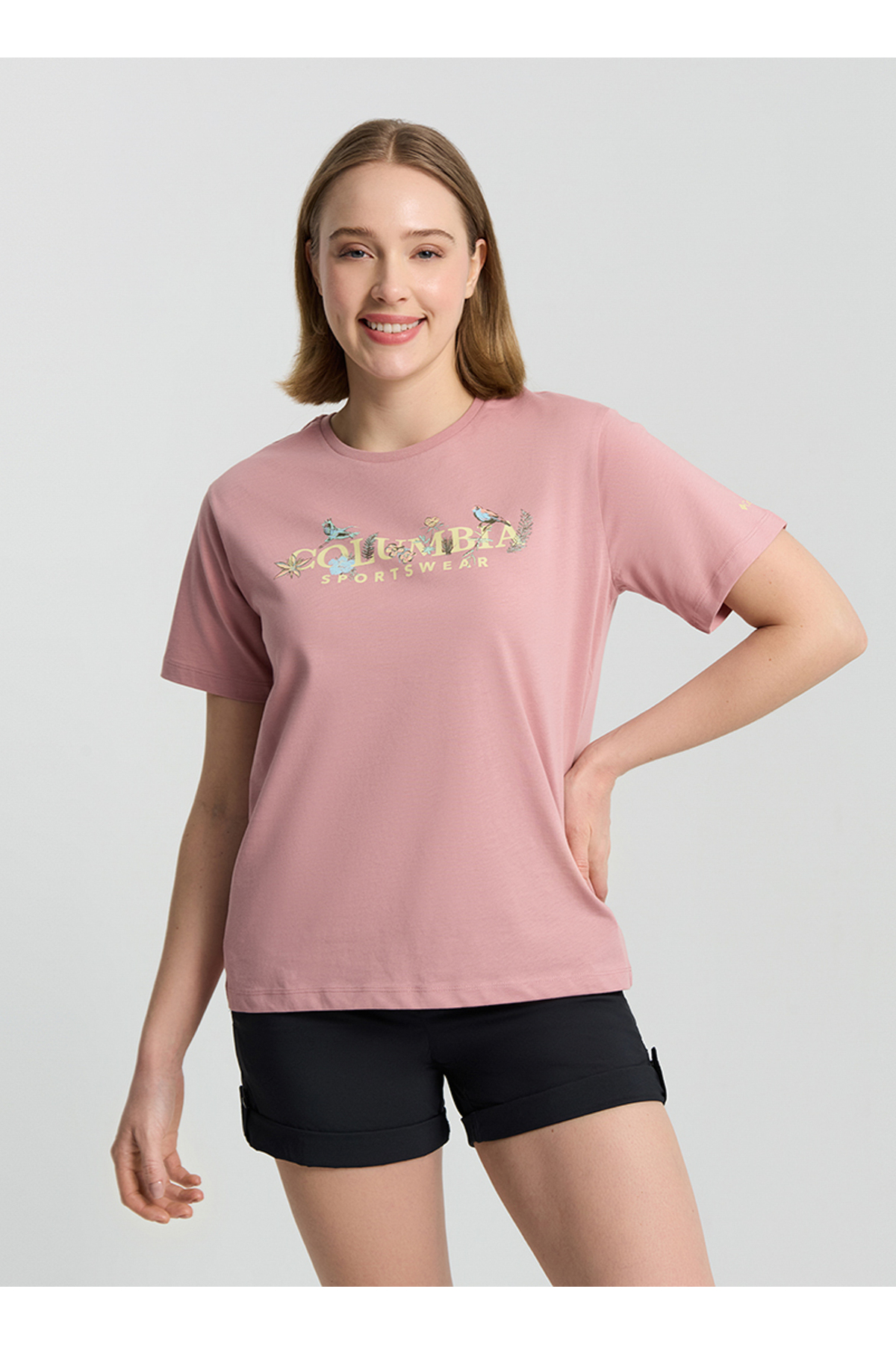 Columbia 9210081659CS0427 Pembe O Yaka Normal Baskılı Kadın T-Shirt görsel 2