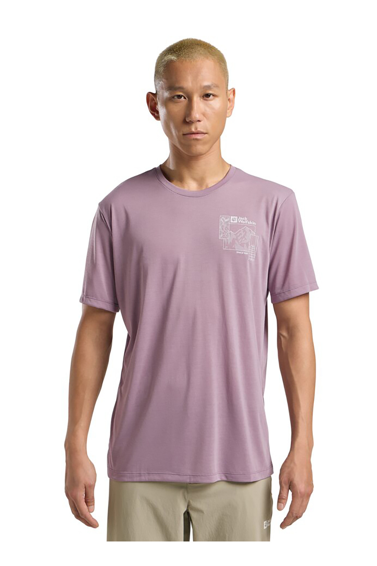 جک ولف اسکین تی شرت مردانه ساده A62314TRVONNAN GRAPHIC T M Purple Crew Jeck Regular Fit