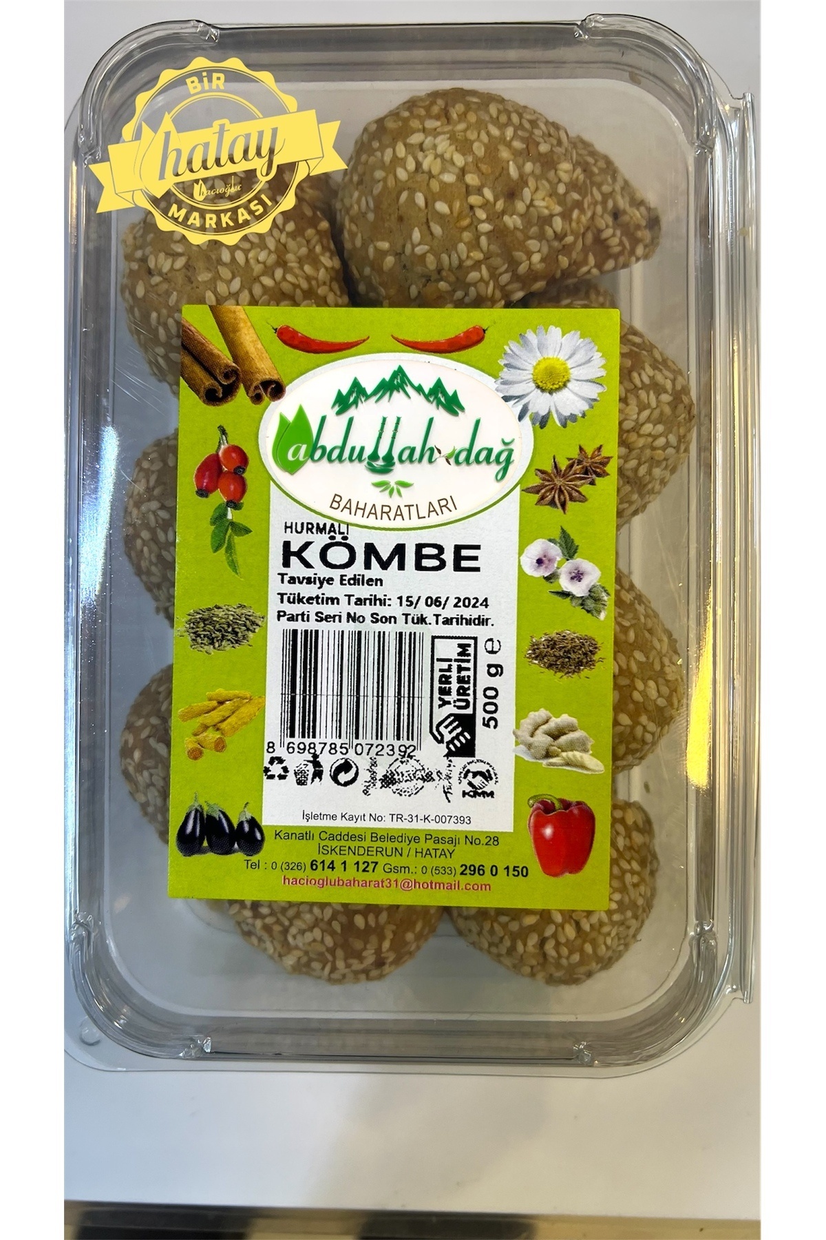 ABDULLAH DAĞ Hatay Yöresinden Kurabiye Ev Yapımı Hurmalı Kömbe 500 Gr - 1/2 Kg