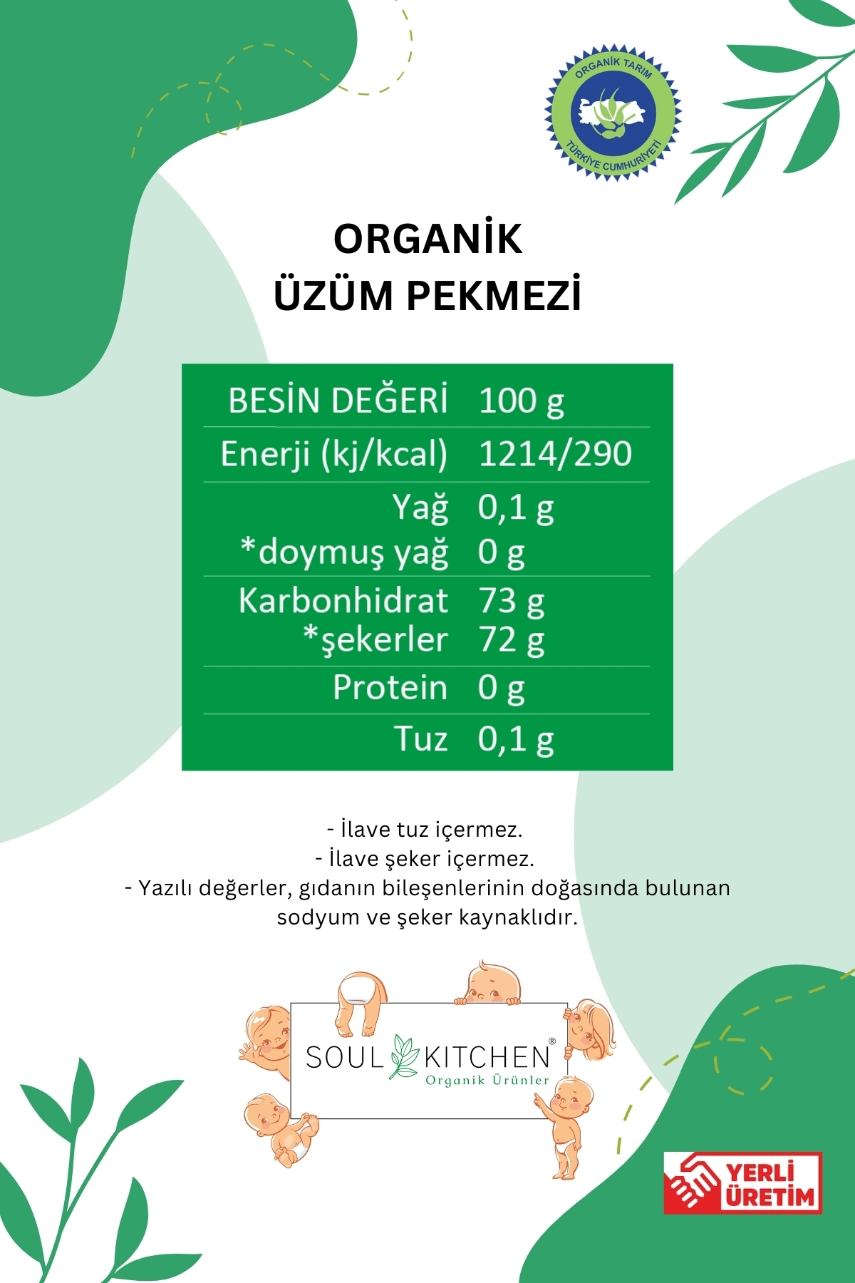 Soul Kitchen Organik Ürünler Organik Sertifikalı Üzüm Pekmezi Soğuk Sıkım Şeker İlavesiz 380 g 2’li Avantaj Set fotoğrafı 7 (önizleme)