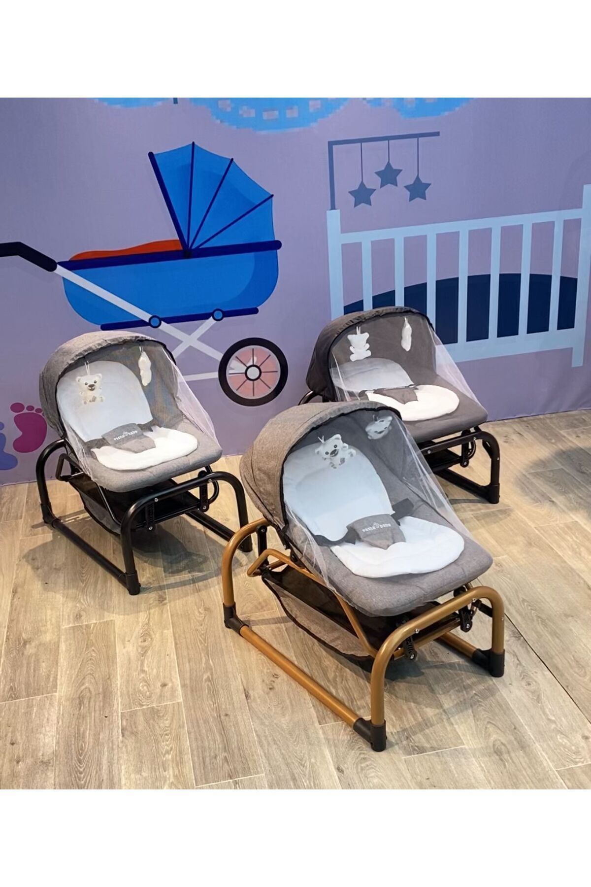 TURHAN BEBE Sallanır Sabitlenir Cibinlikli Geniş Sepetli Oyuncaklı Anne Yanı Ana Dizi Ana Kucağı Beşik fotoğrafı 2 (önizleme)