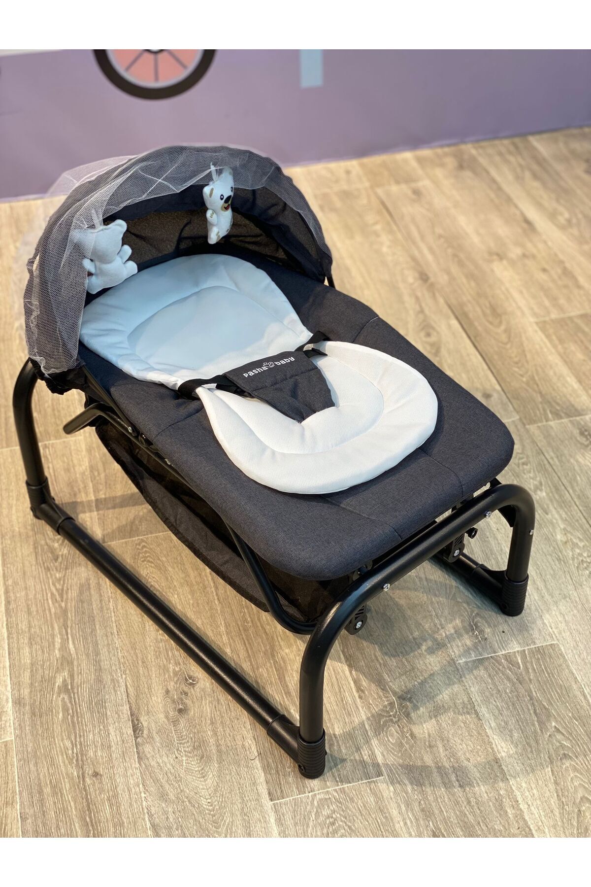 TURHAN BEBE Sallanır Sabitlenir Cibinlikli Geniş Sepetli Oyuncaklı Anne Yanı Ana Dizi Ana Kucağı Beşik fotoğrafı 4 (önizleme)