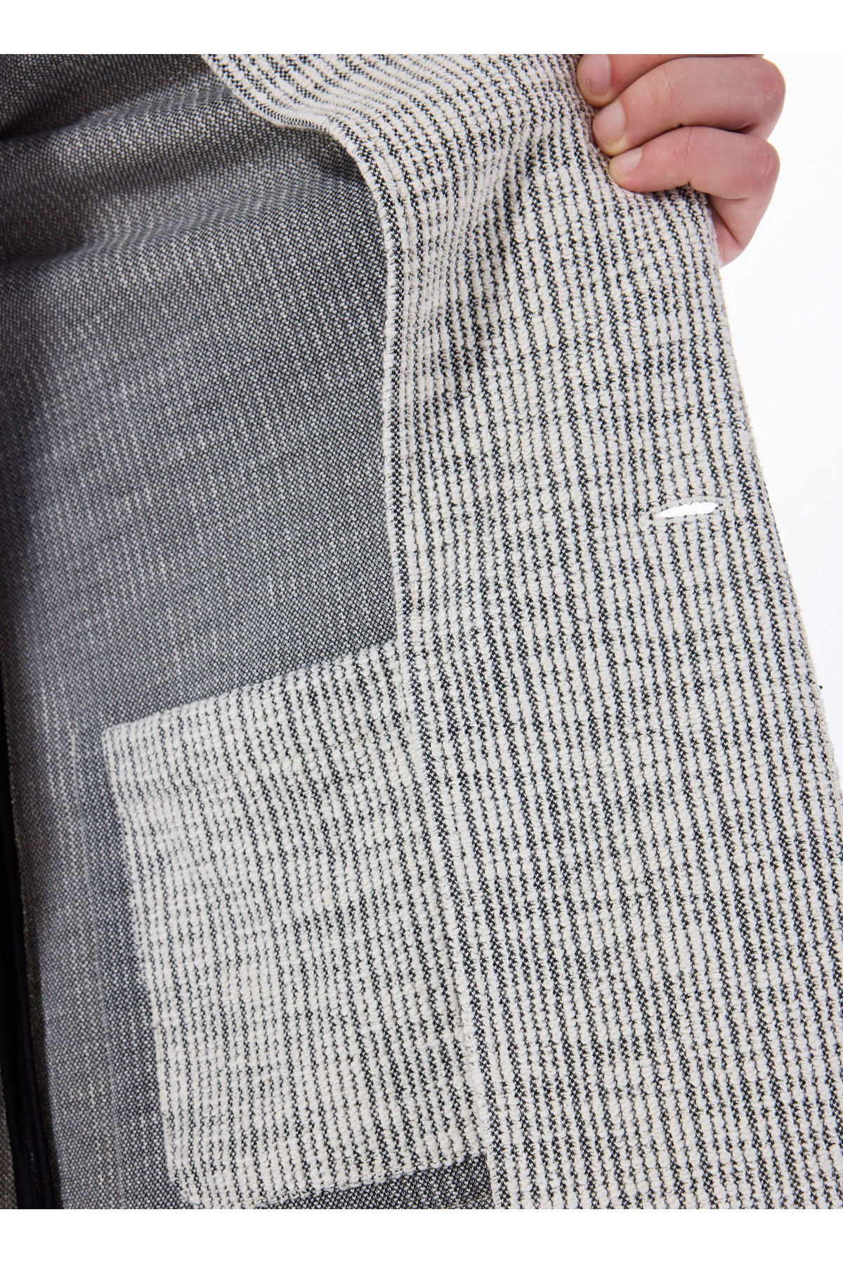 Fabrika  Basic Siyah - Ekru Erkek Jakarlı Ceket F5SM-CKT 2055 - Görsel 6