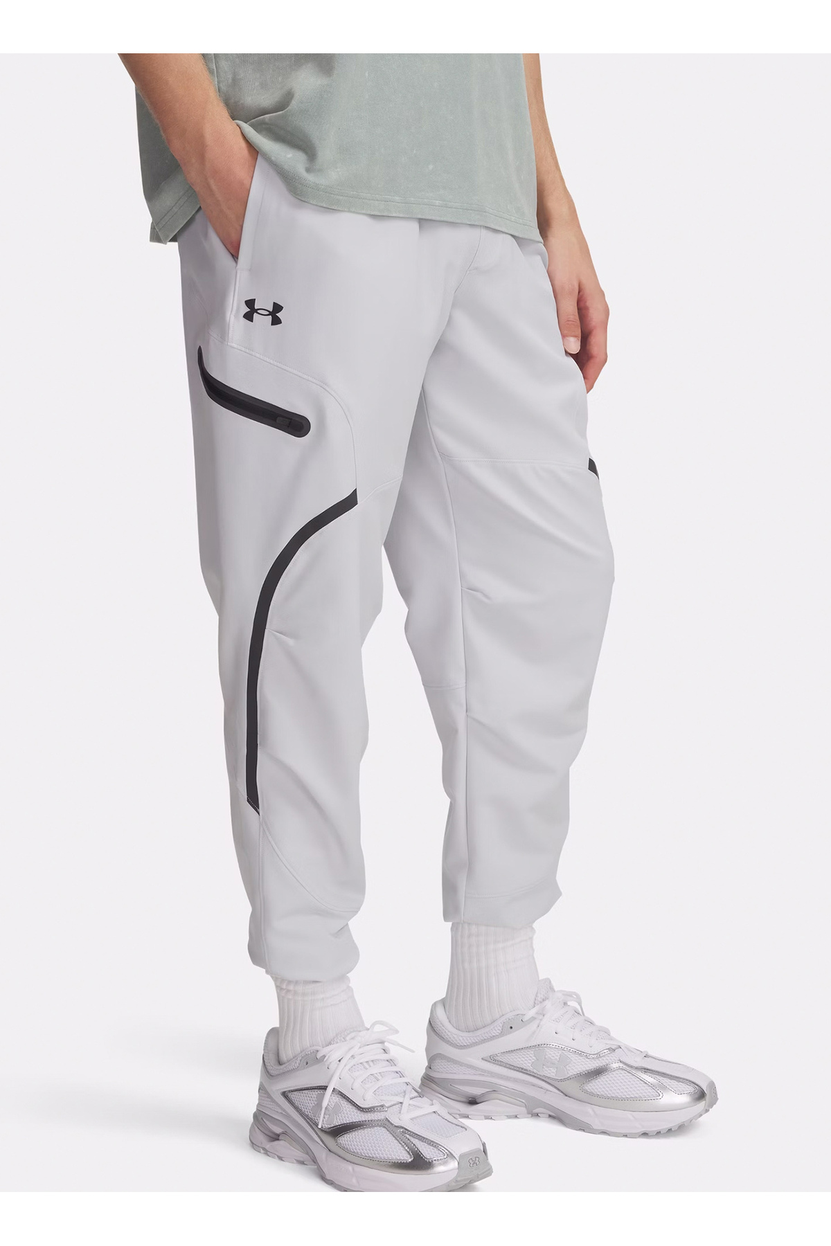 آندر آرمور شلوار ورزشی مردانه آن‌استاپبل کارگو مدل UA Unstoppable Cargo Pa کمر کشی گشاد و ساده، رنگ خاکستری، کد 1390256-014