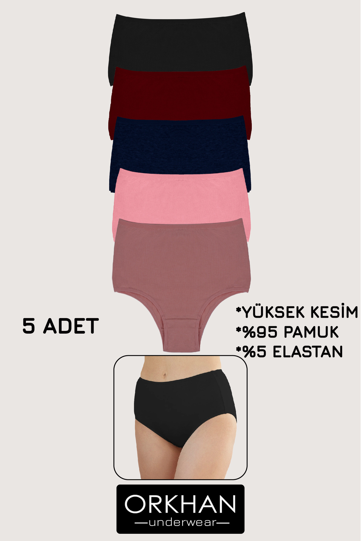 ORKHAN Women's High Waist Panties, Cotton South Head, Green & Whirlwind Fabric, for Cold Times Needs 5Pcs/Set