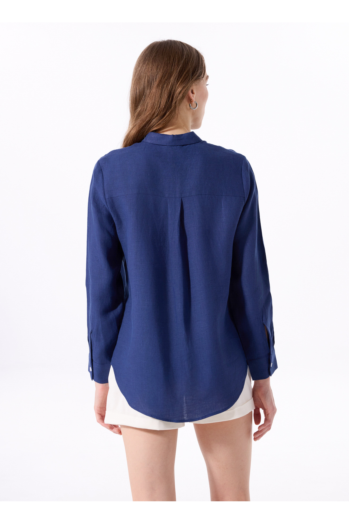 Jeep  Lacivert Kadın Relaxed %100 Keten Gömlek J5SL-GML7158 - Görsel 5