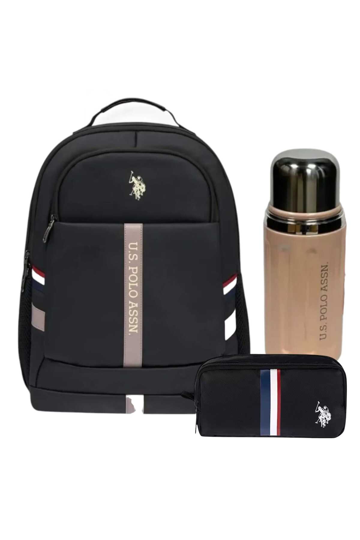 یو اس پولو کوله پشتی مدرسه، جامدادی، بطری آب فلزی، مجموعه ممتاز ۶۰۰ میلی‌لیتری