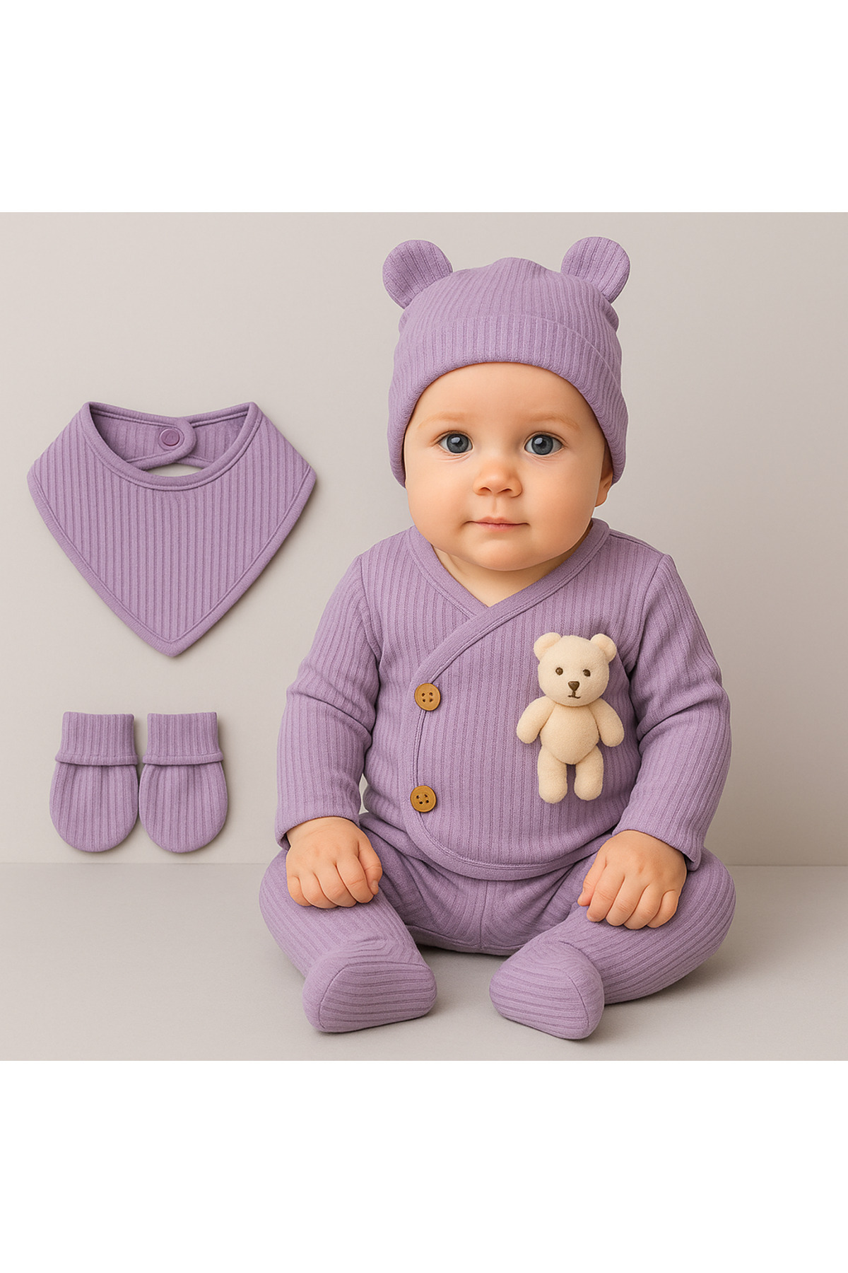 nevrankids Hastane Çıkışı 5'li Set (AYICIK HEDİYELİDİR) Mor fotoğrafı 6 (önizleme)