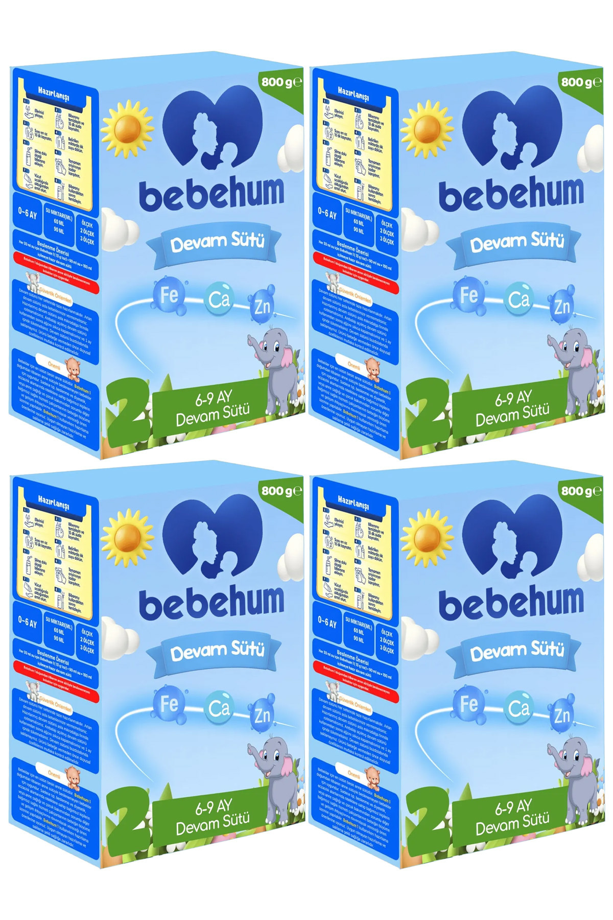 bebehum 2 No Devam Sütü 6-9 Ay 800 gr x 4 Adet