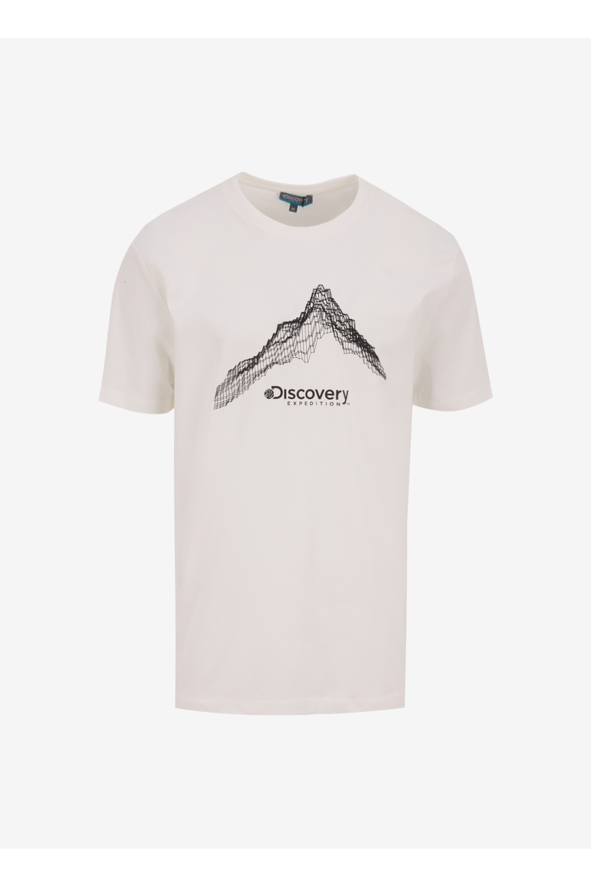 دیسکاوری اکسپدیشن تی شرت مردانه طرح دار یقه گرد سفید D5SM-TST3775