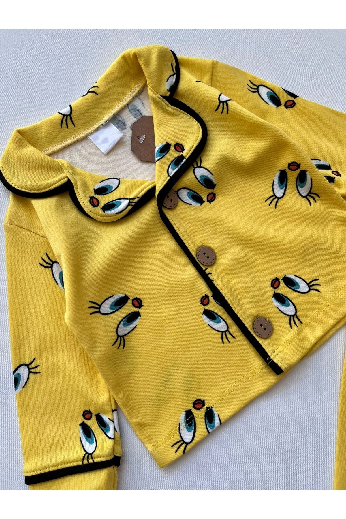 Baharda Nova %100 Pamuk Uzun Kollu Düğmeli Mevsimlik Kız Erkek Unisex Bebek Çocuk Pijaması fotoğrafı 3 (önizleme)