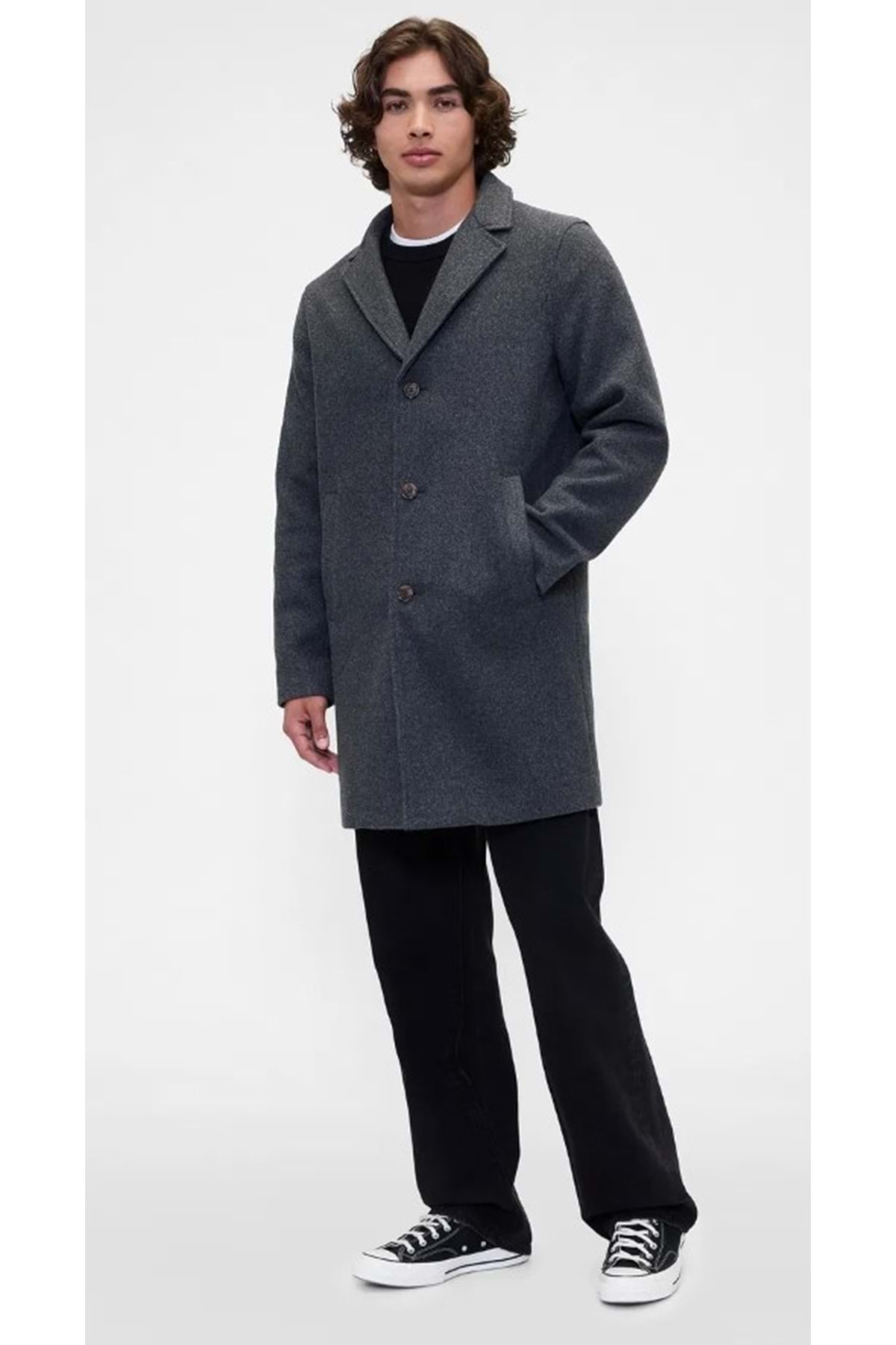 GAP V-Top Coat 791204 Relaxed Palto Palto Trençkaşe Erkek Ceket GRİ — خاکستری Kids-AST09709