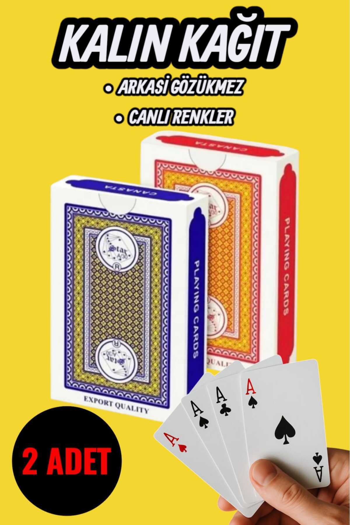 OYUNKAFASI 2 Adet Kalın Iskambil Kağıdı,pişti,briçi,batak, 52 Oyun Kağıdı