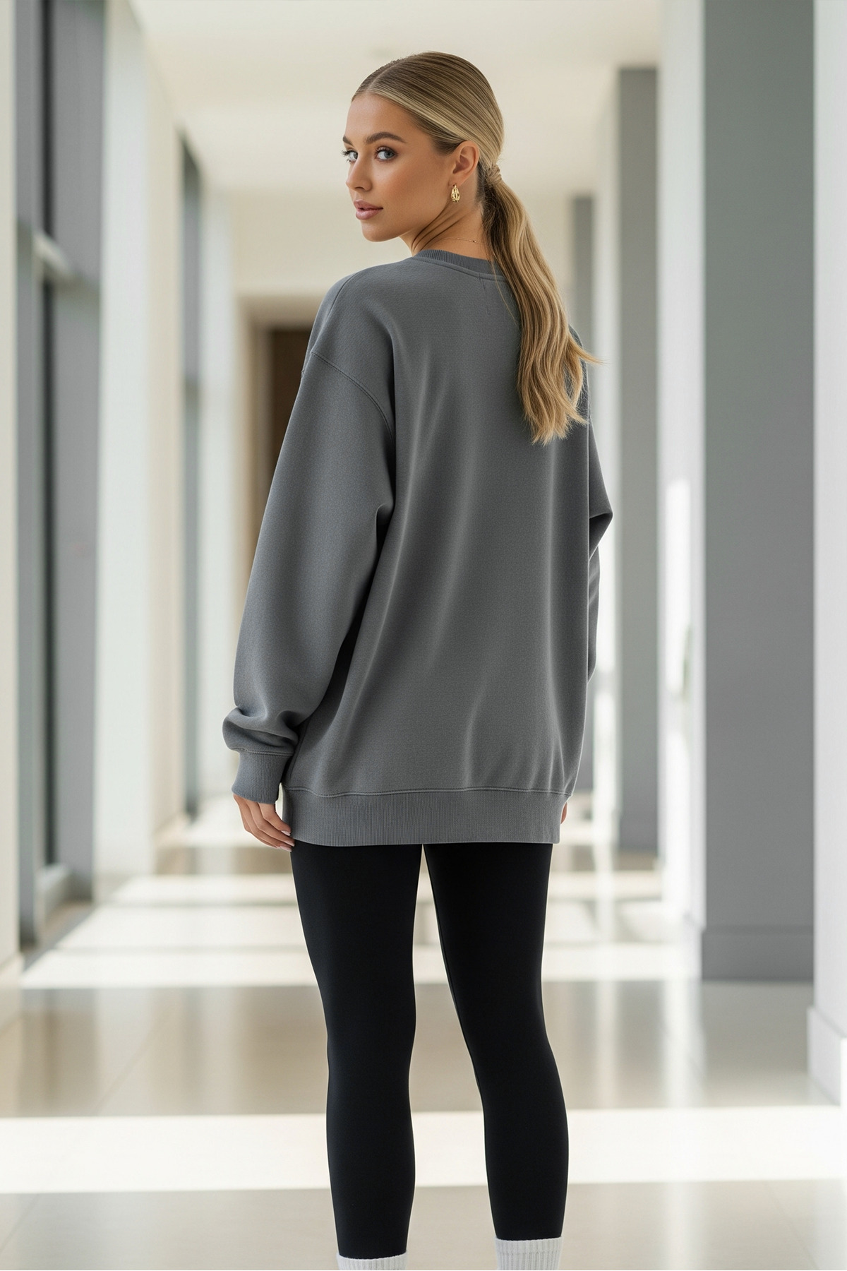 COMBİNE MİCHAİL Unisex 3'Lü Siyah Grimelanj Füme Bisiklet Yaka Oversize Sweatshirt Paketi görsel 7