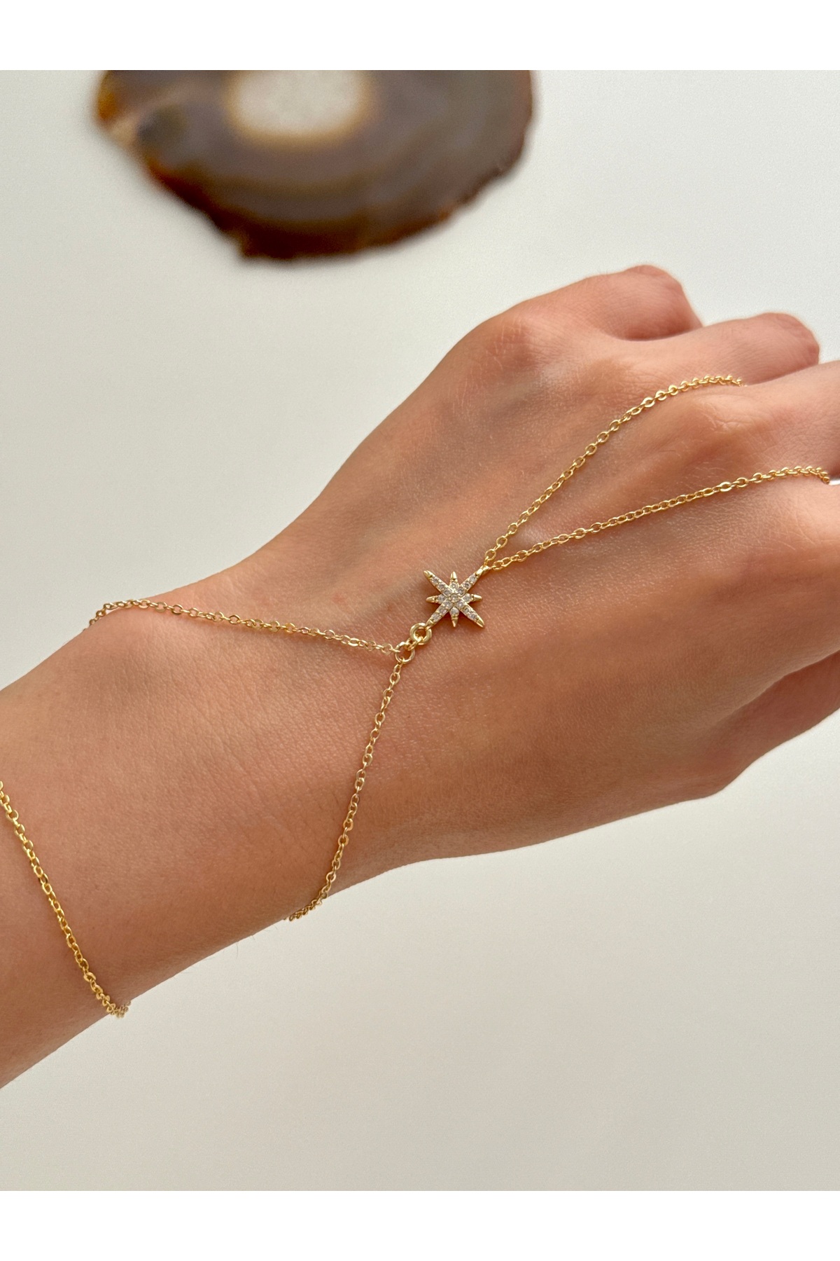 YOUES JEWELRY  Çelik 14K ALTIN RENK ŞAHMERAN BİLEKLİK KUTUP YILDIZI ŞAHMERAN - Görsel 4