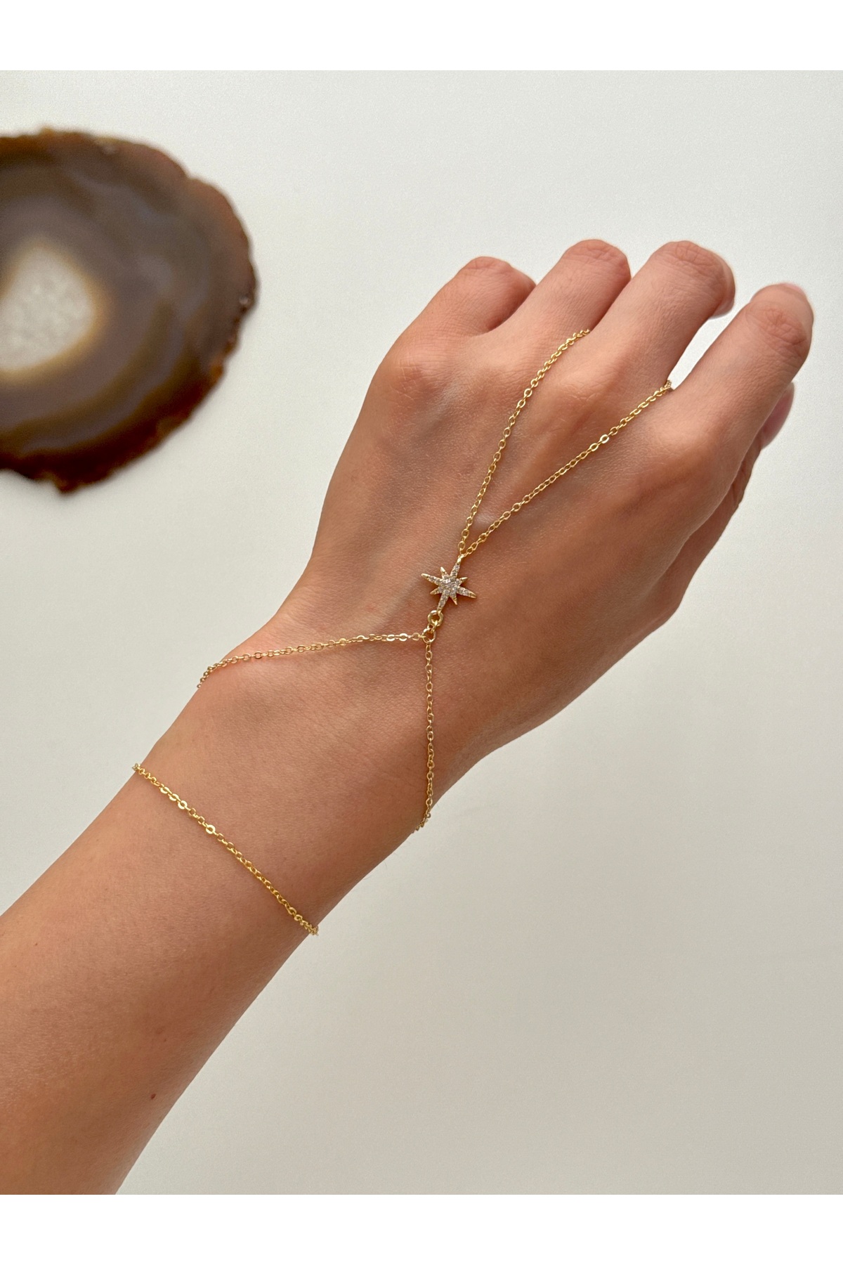 YOUES JEWELRY  Çelik 14K ALTIN RENK ŞAHMERAN BİLEKLİK KUTUP YILDIZI ŞAHMERAN