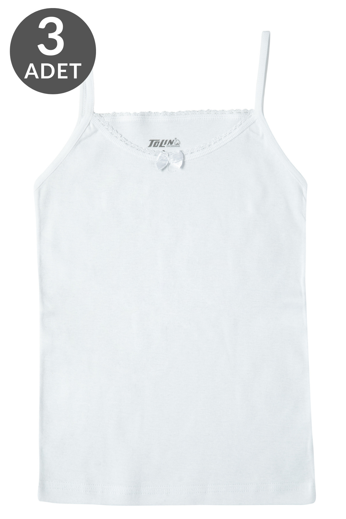 3-Pack White 100% Cotton Girls Thin Strap Camisole 1422