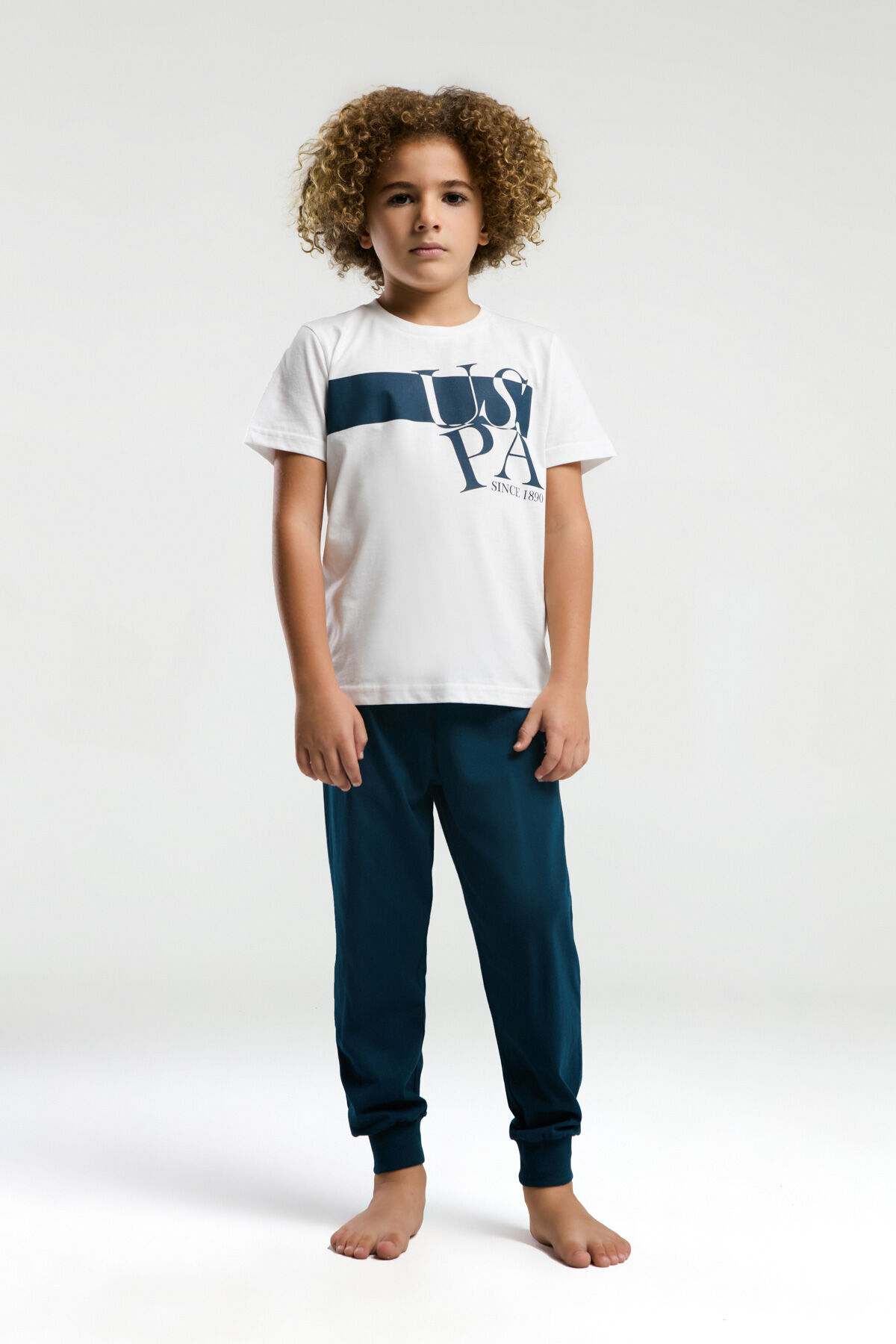 یو اس پولو ست لباس خواب آستین کوتاه سفید پسرانه U.S. Polo Assn.