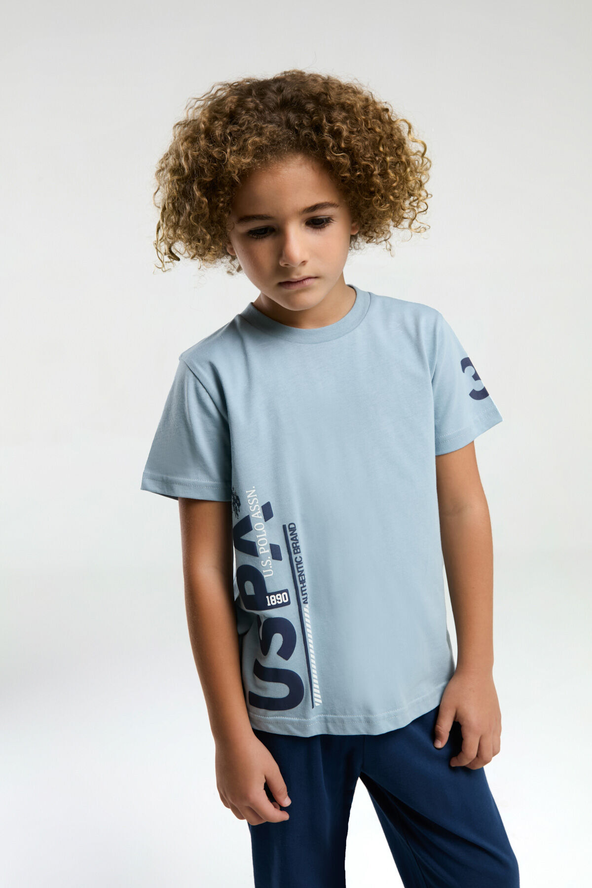 یو اس پولو ست لباس خواب آستین کوتاه آبی پسرانه