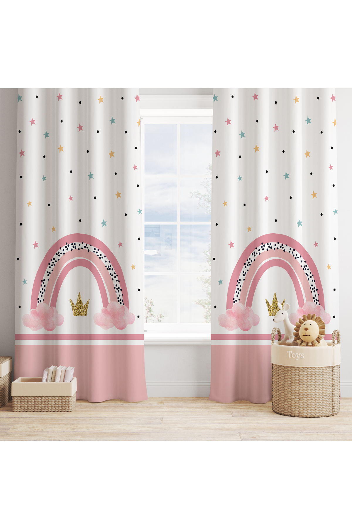 Talia Home Gökkuşağı Desenli Çocuk ve Bebek Odası Fon Perde TLA-305 fotoğrafı 3 (önizleme)