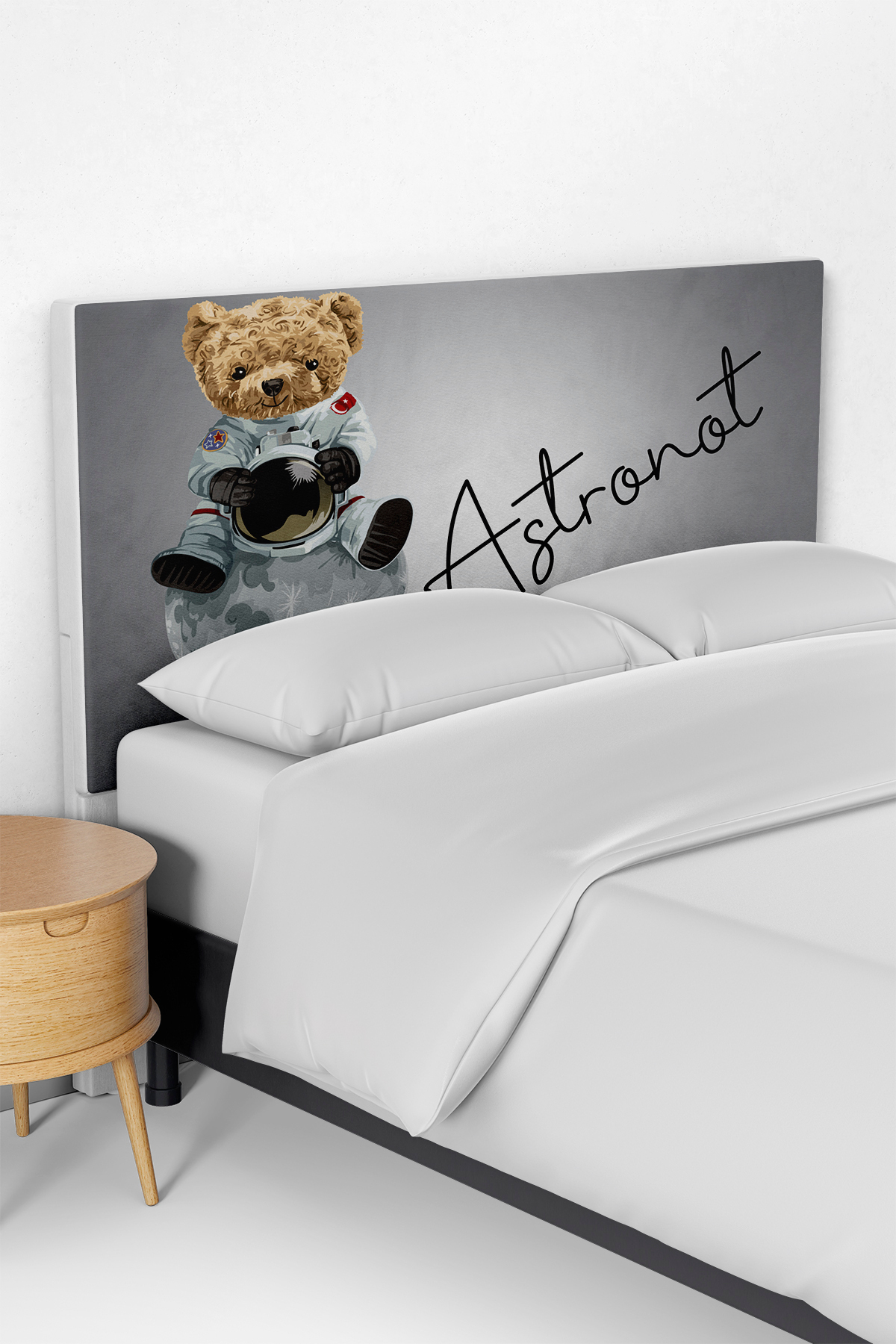 Cute Astronaut Bear Patterned Bed Base Headboard Cover