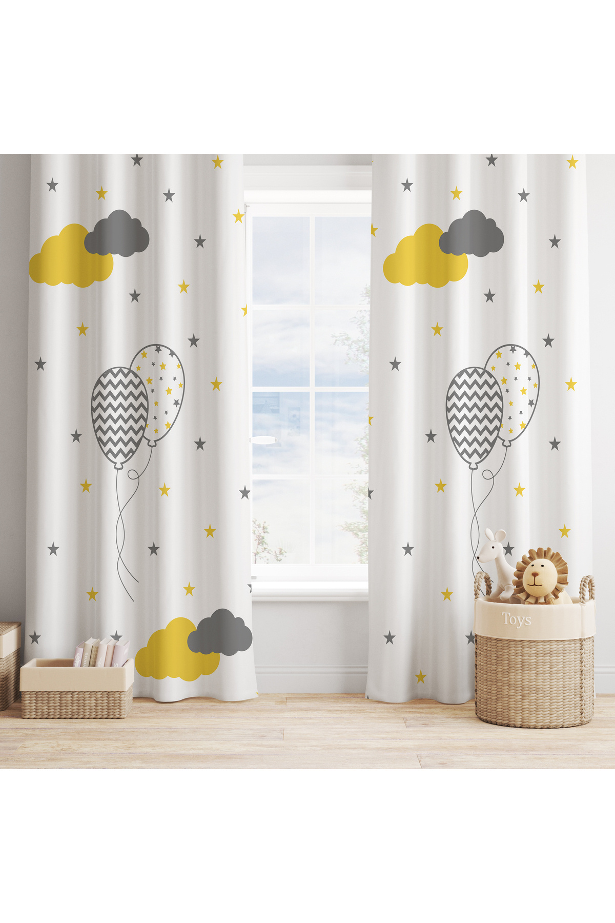 Talia Home Balon Desenli Çocuk Odası Fon Perdesi 2 Kanat Tla-189 fotoğrafı 3 (önizleme)