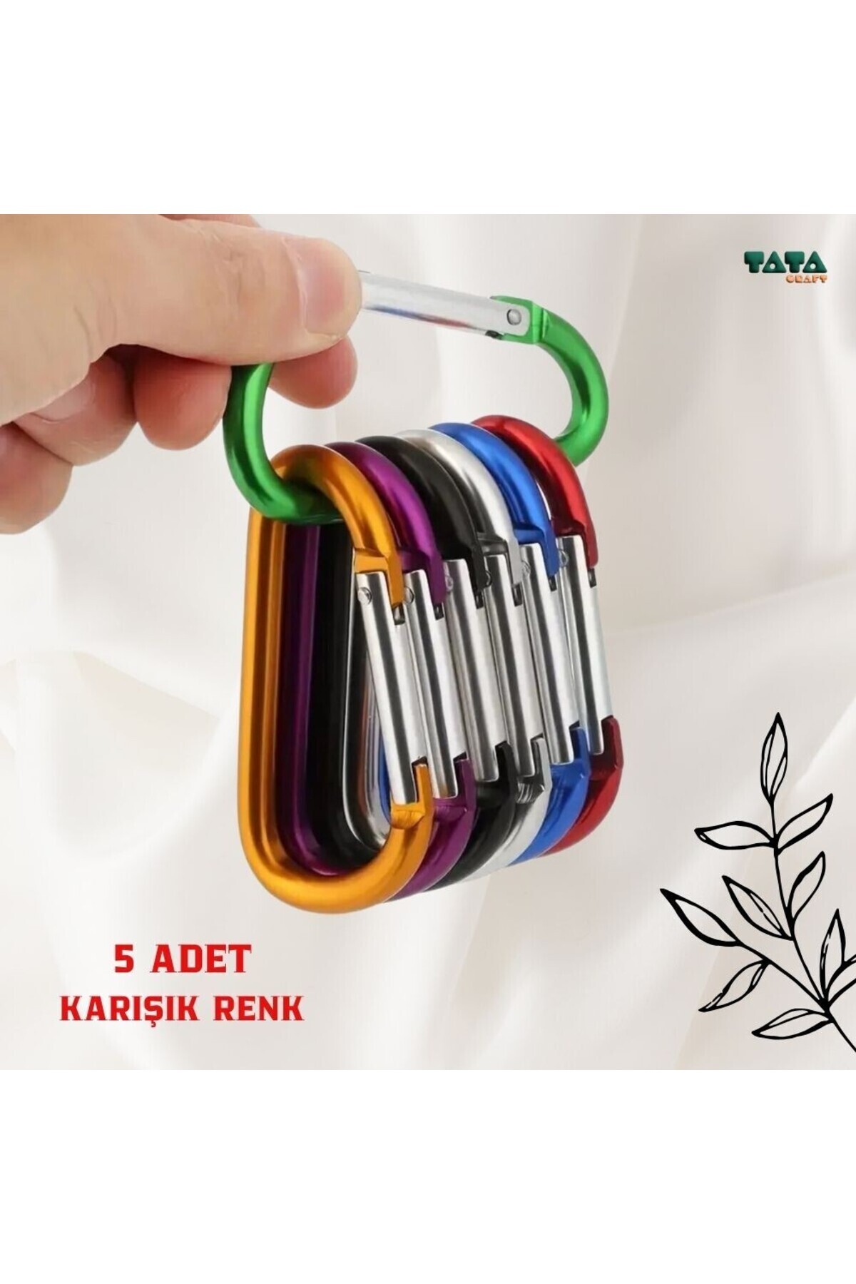 TATA CRAFT RENKLİ KARABİNA - 5 ADET- ÇANTA CÜZDAN ANAHTARLIK AKSESUAR