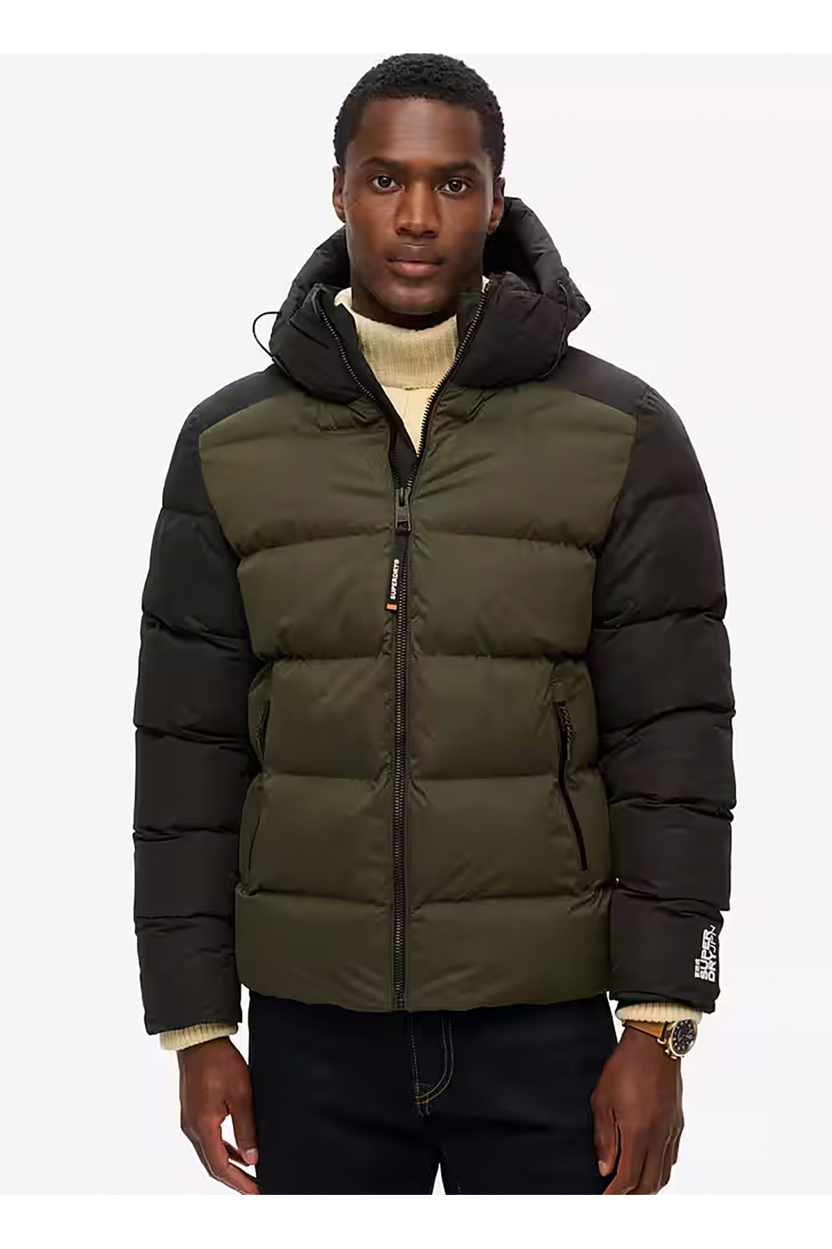 پالتو مردانه مشکی M5011903AB2W_HOOD COLOUR BLOCK SPORTS