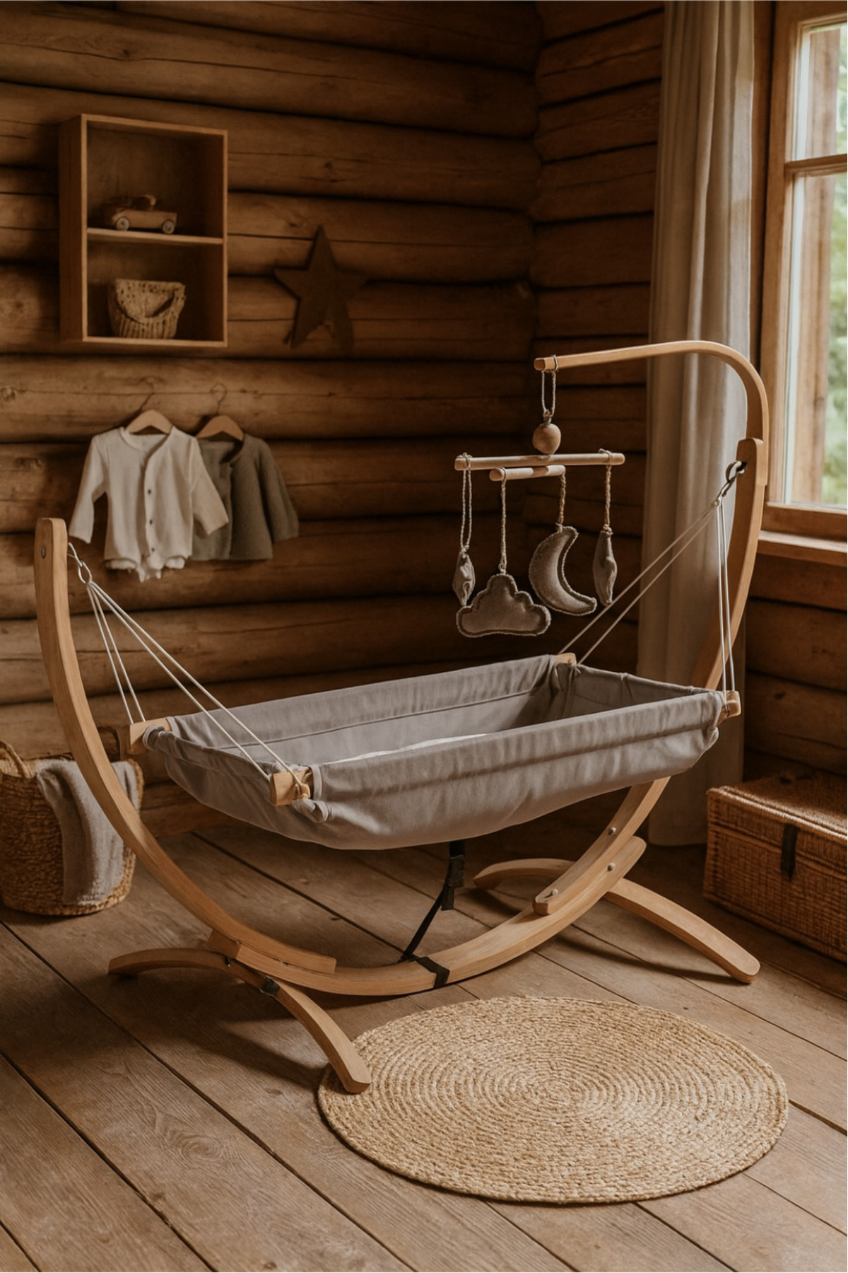 BebeK on For Ahşap Bebek Hamağı (Sallanabilir-Sabitlenebilir ) GRİ MİNDERLİ - OYUNCAKLI (DÖNENCE HEDİYELİ) fotoğrafı 6 (önizleme)