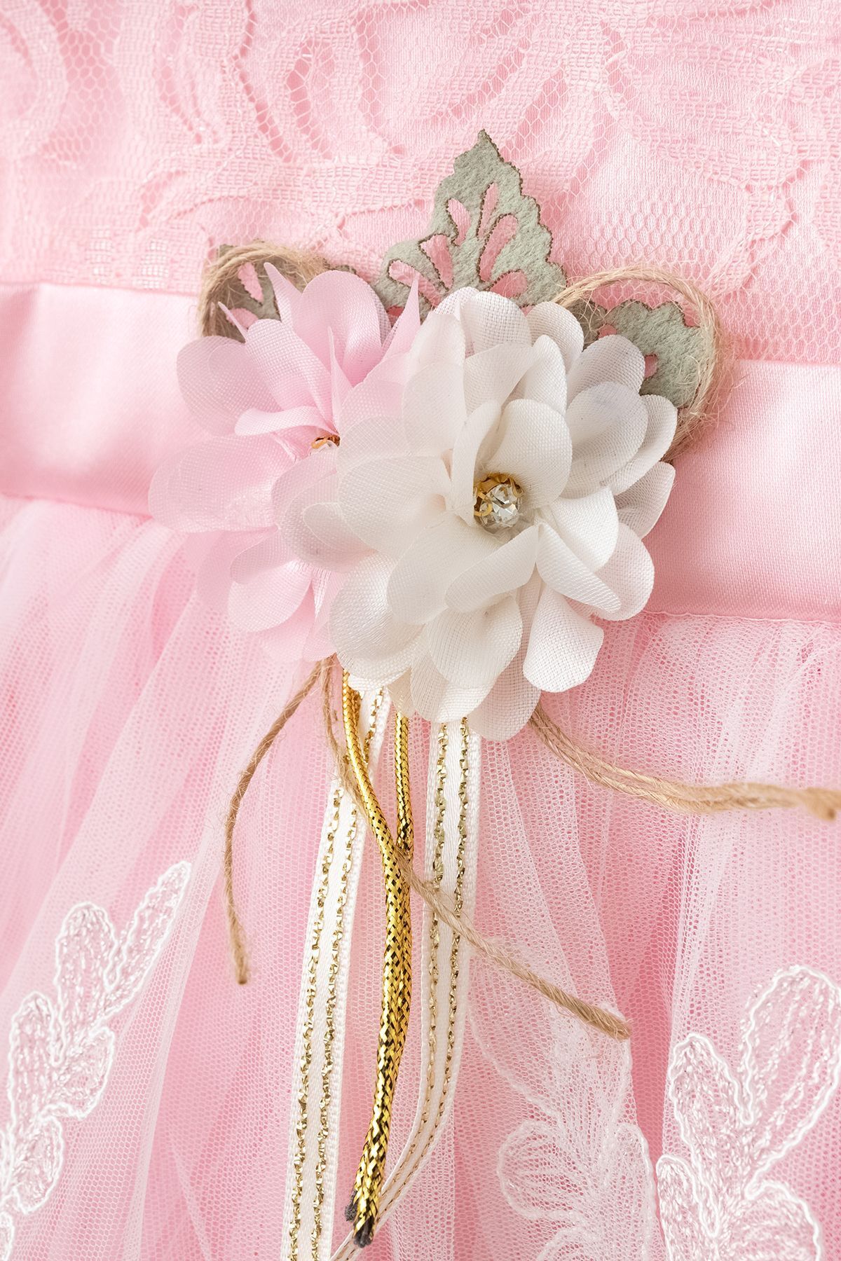 Petite Ponpon Baby Kız Bebek 0-6 Ay Gelinlik Elbise 5 Li Mevlütlük Set Uzun Kollu Fransız Dantelli Elbise fotoğrafı 3 (önizleme)