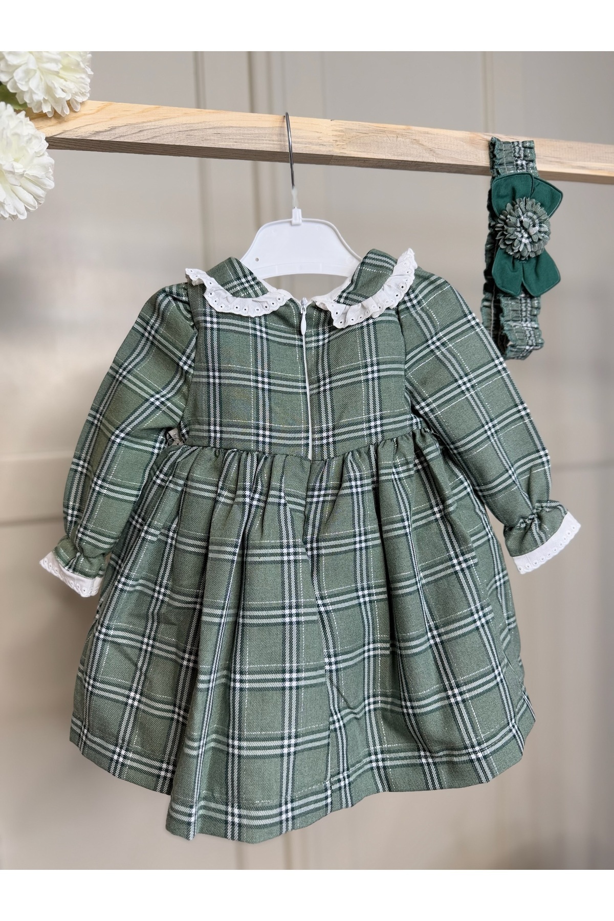 Yollo Kids Kız Bebek Uzun Kollu Kabarık Etekli Şık Elbise Ve Saç Bandı fotoğrafı 6 (önizleme)