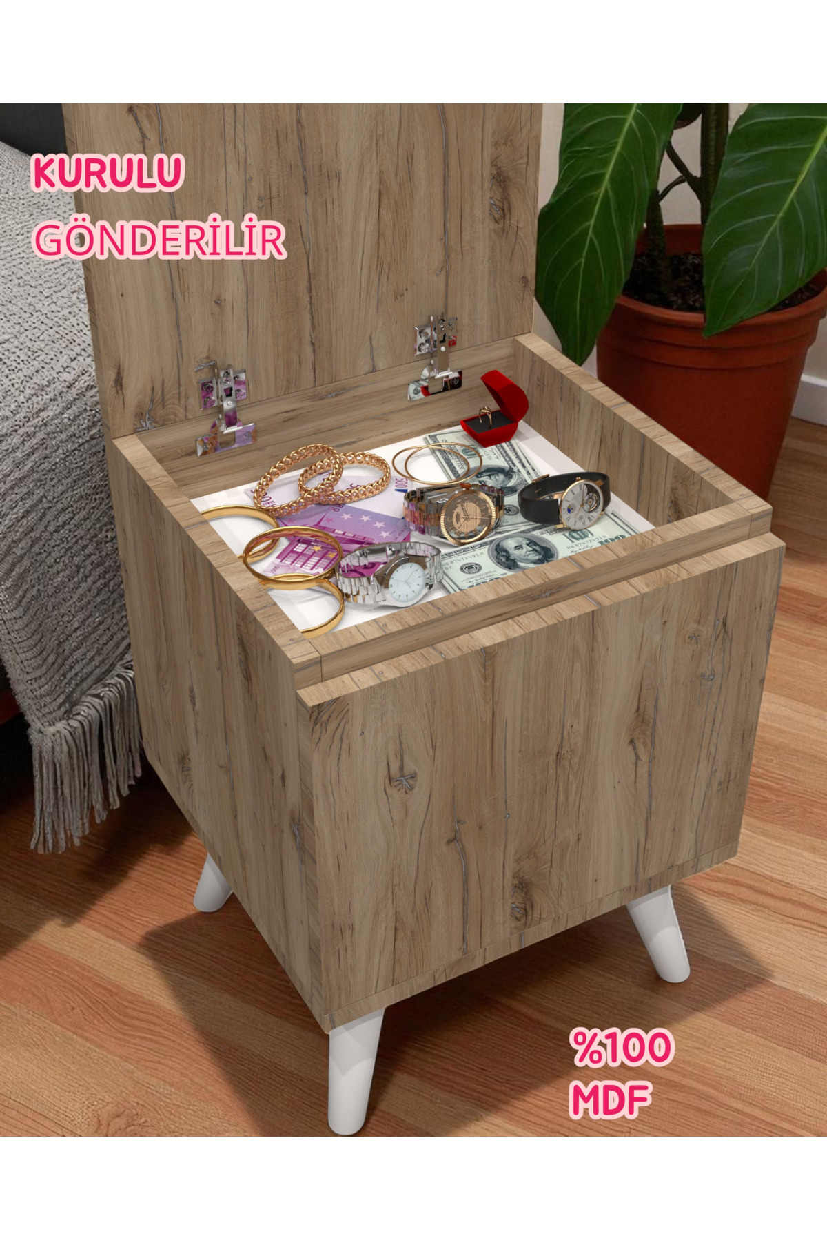 KONAK EV EŞYALARI Gimli Gizli Bölmeli Komodin,mdf,kurulu,montaj Gerekmez