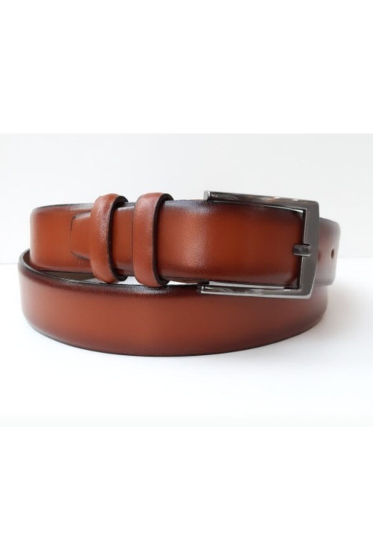 100% genuine leather men 'S tan classic belt 3.5 CM