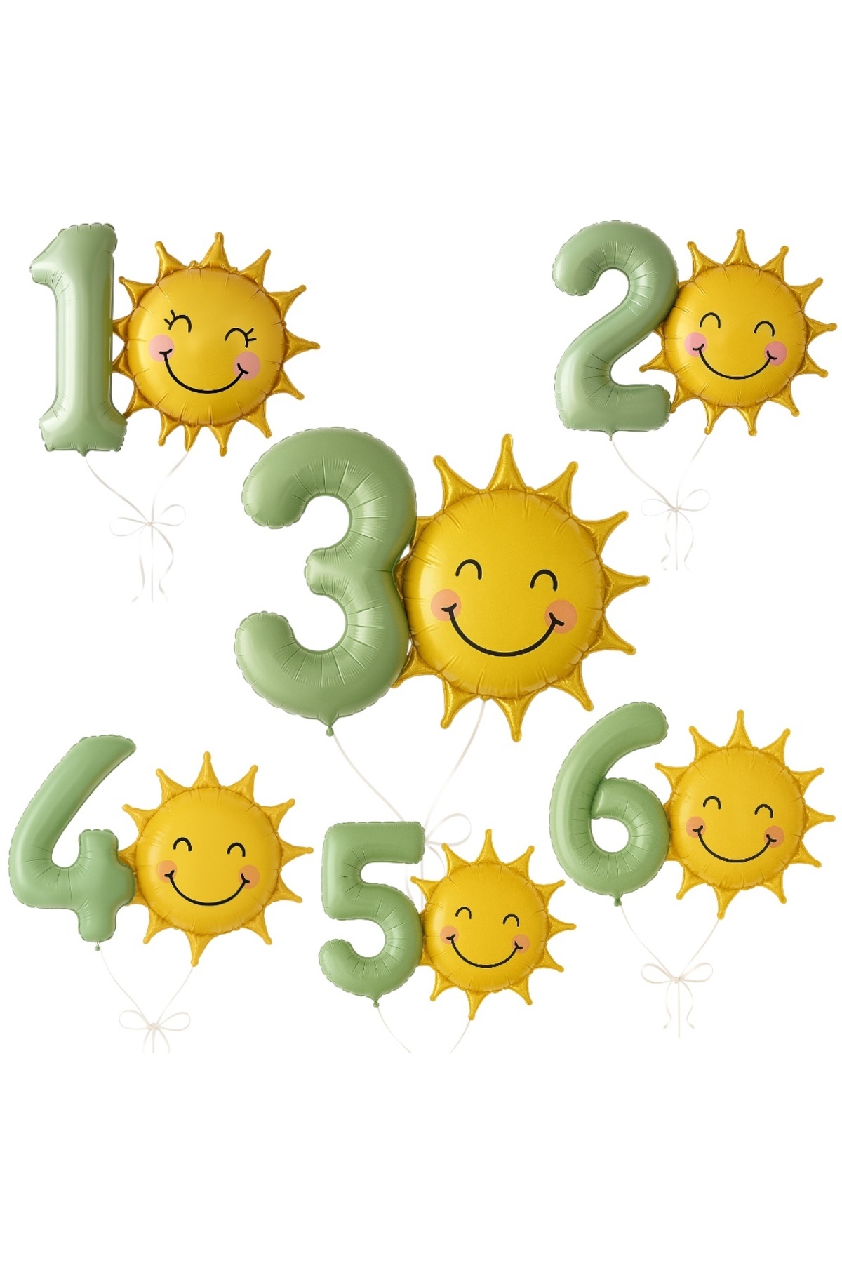Partifabrik Güneş Balon ADAÇAYI Yeşil 1 Yaş Demeti 2 parça