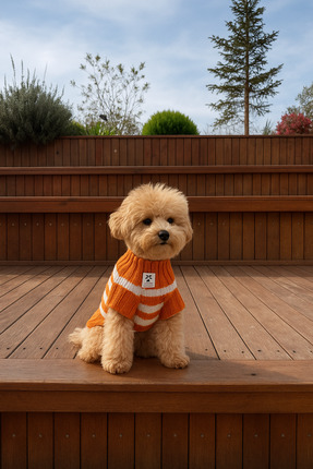 faramiss fashion SELANİK ÖRGÜ TURUNCU-BEYAZ ÇİZGİLİ RENK KEDİ KAZAK KÖPEK KAZ...